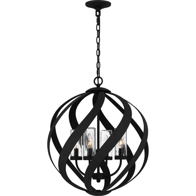 Quoizel Blacksmith zavesna lucerna cerna sklo