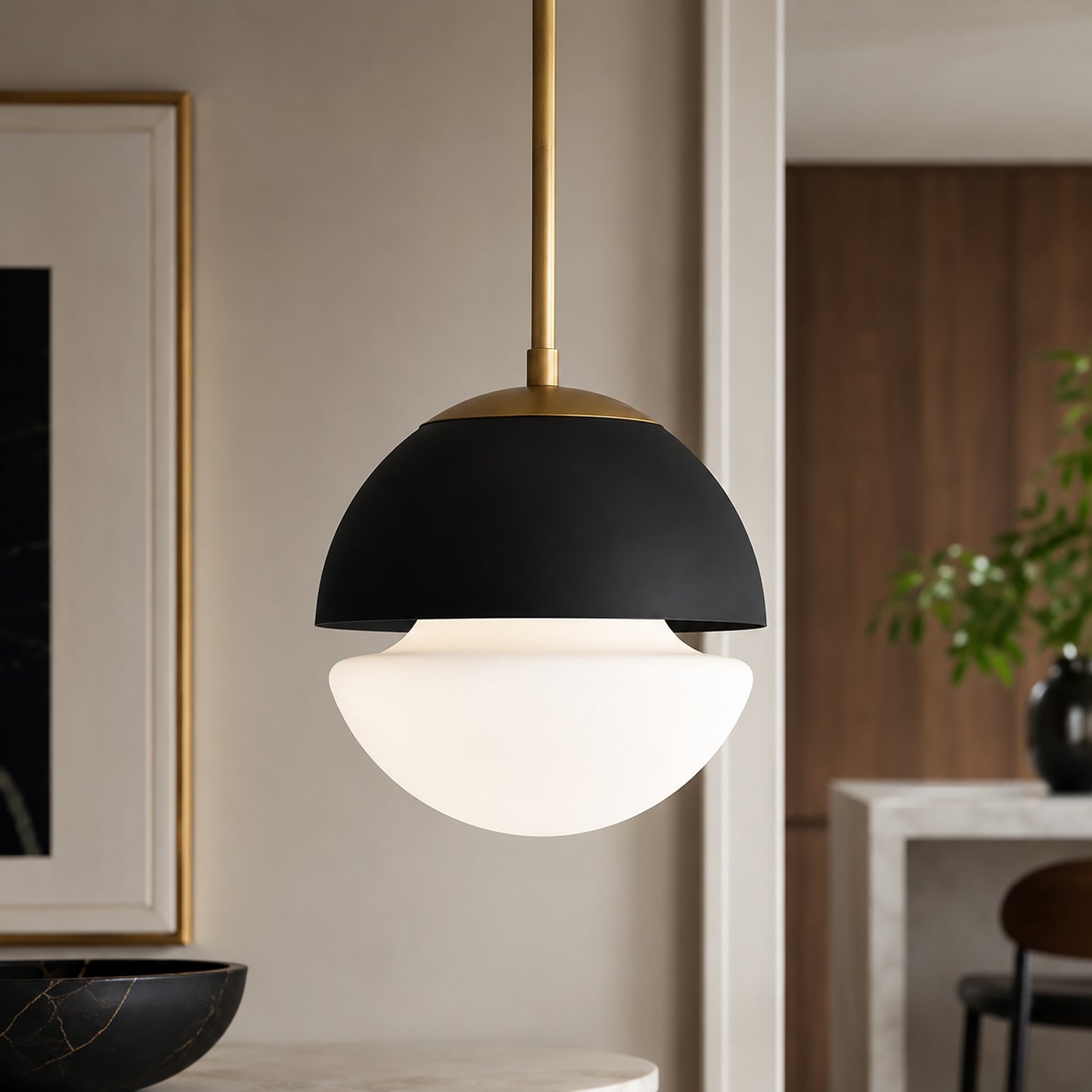 Quoizel Marley Pendant závěsné svítlo mosaz mléčné