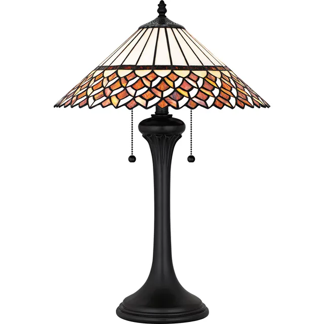 Quoizel Isla stolní lampa matná černá vitráž