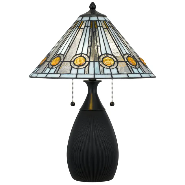 Quoizel Ayla stolní lampa černá vitráž Tiffany