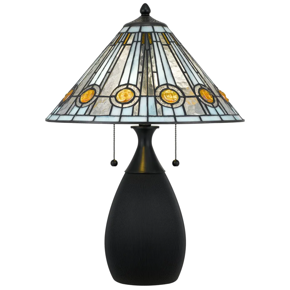 Quoizel Ayla stolní lampa černá vitráž Tiffany