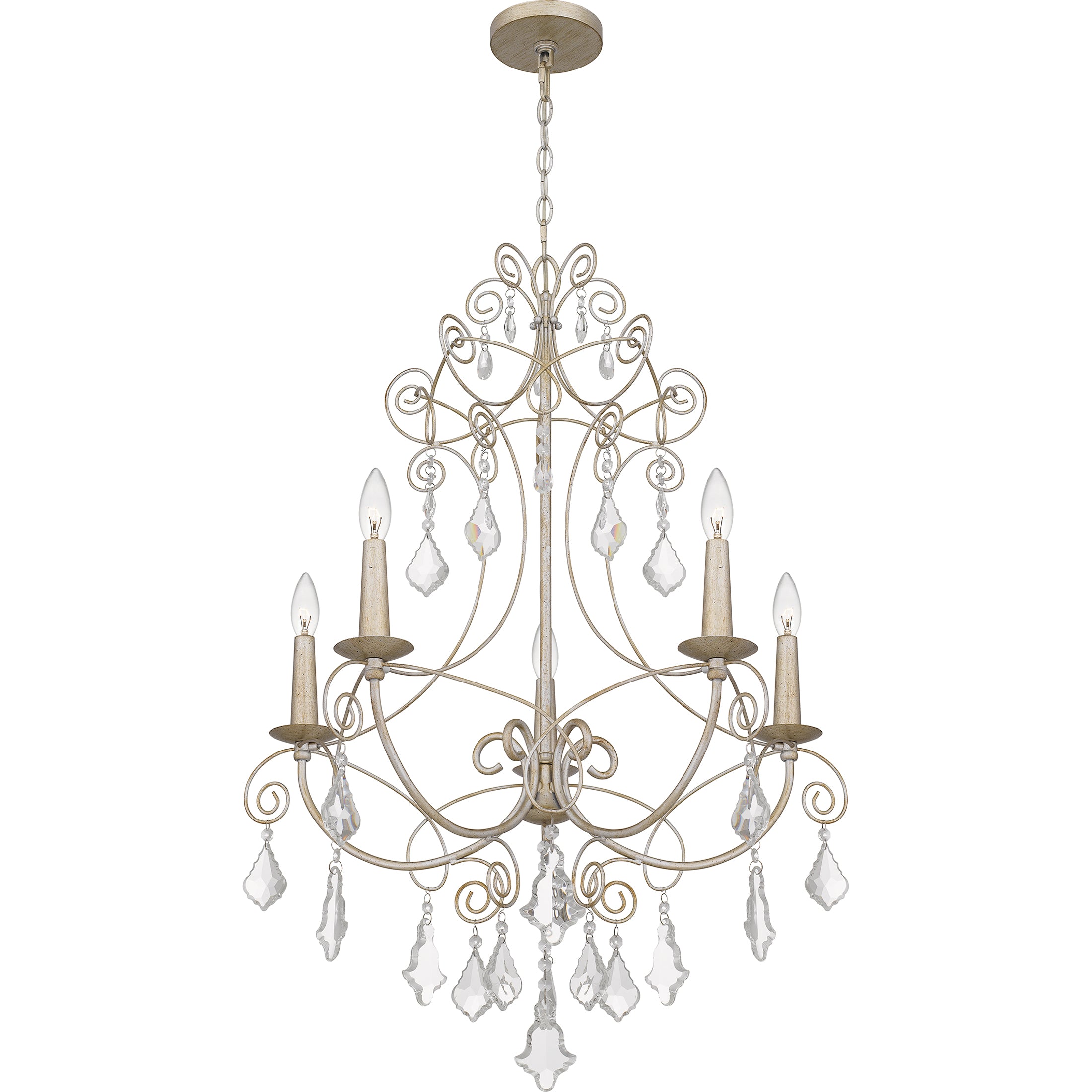 Quoizel Merida Chandelier lustr vintage gold křišťál