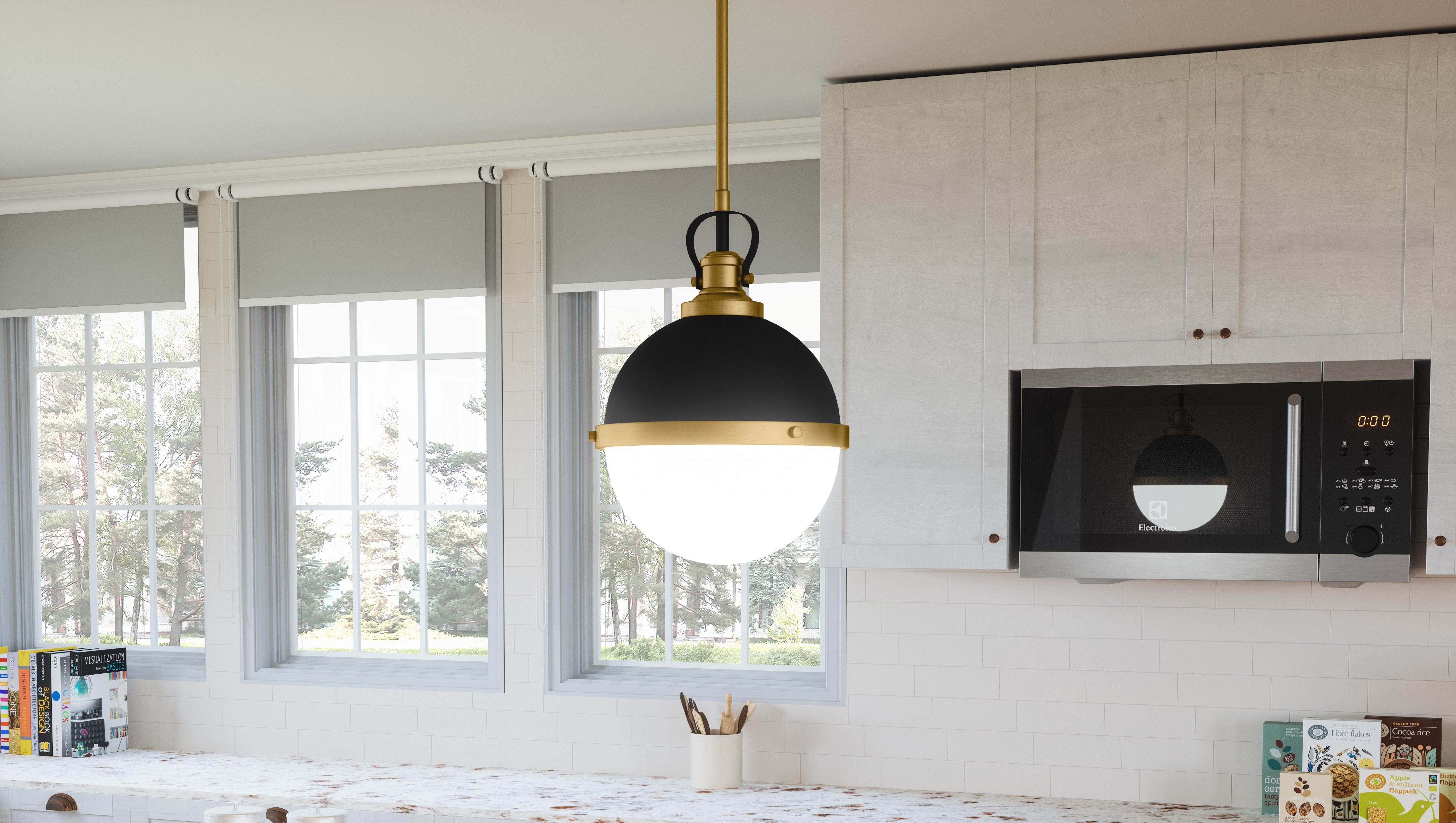 Quoizel Sullivan závěsné svítidlo matte black sklo
