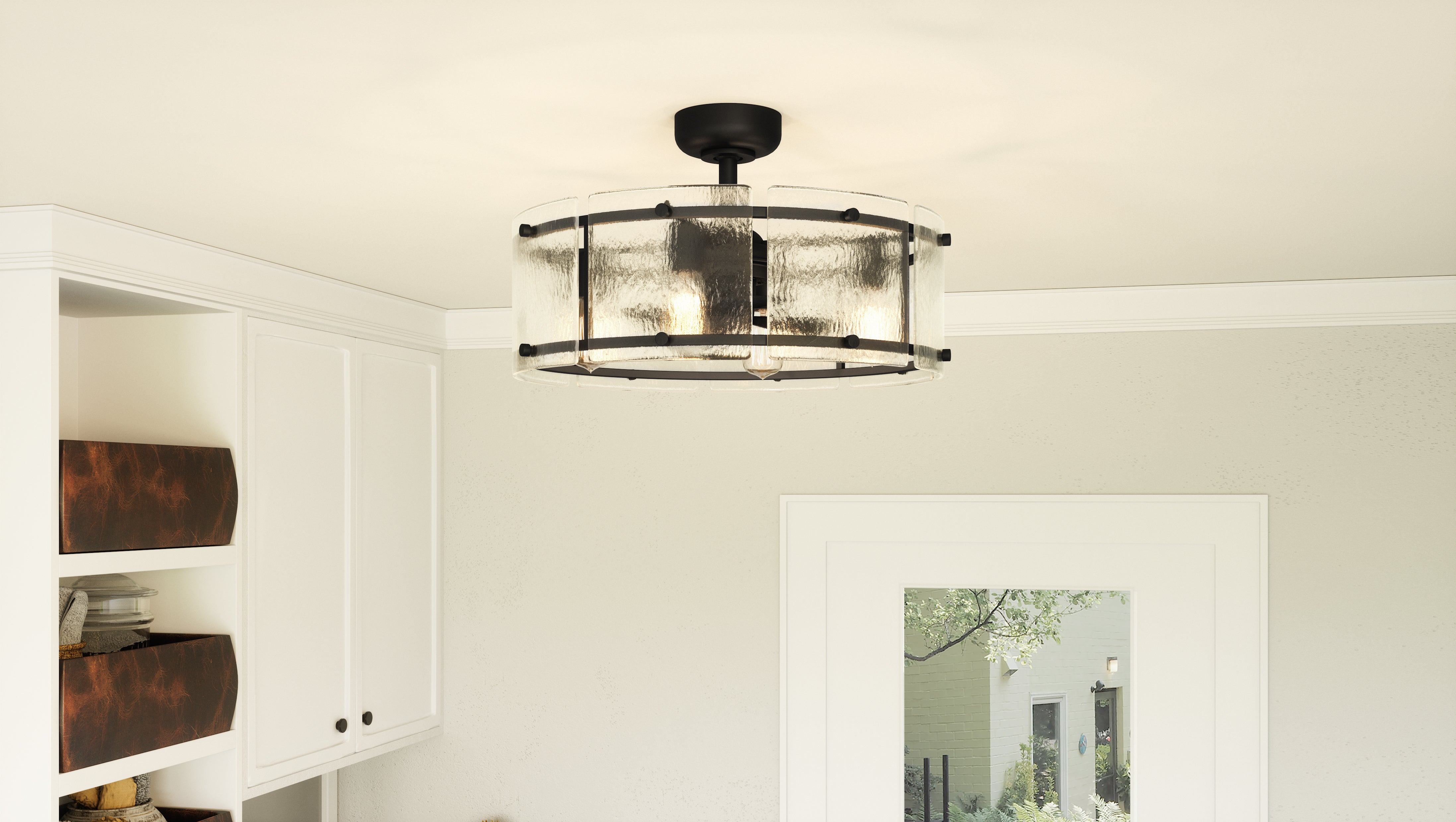 Quoizel Fortress Fan světlo na ventilátor earth black sklo