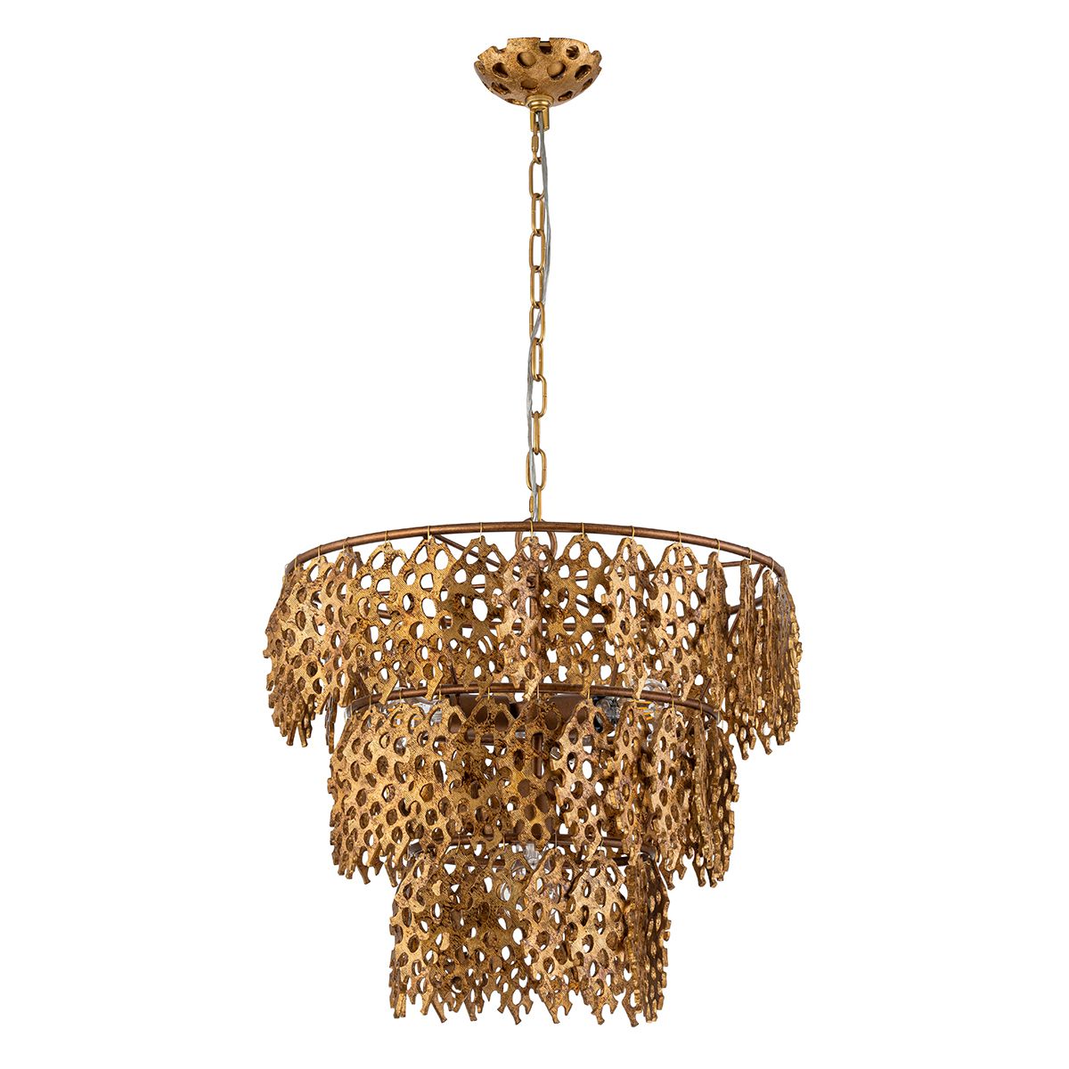 Gilded Nola Coral lustr zlatý 3 patra korál