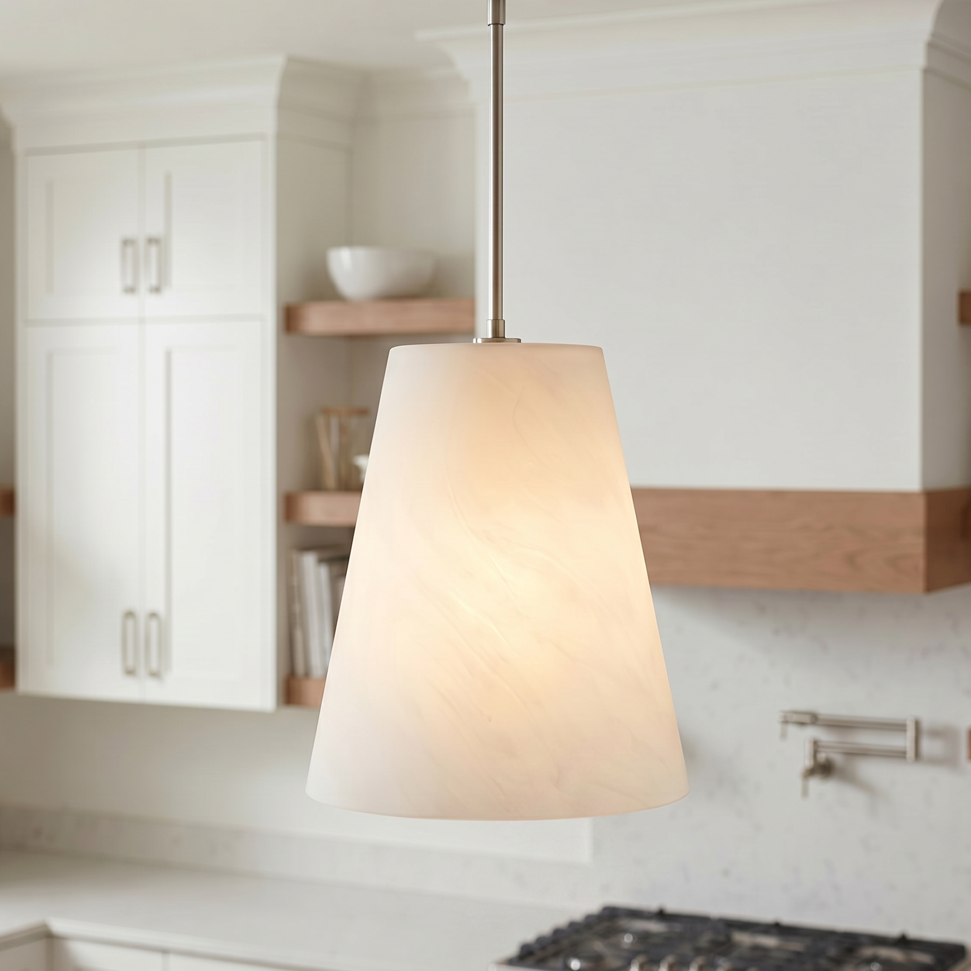 Quoizel Peregrine Pendant závěsné svítidlo brushed nickel alabastrové