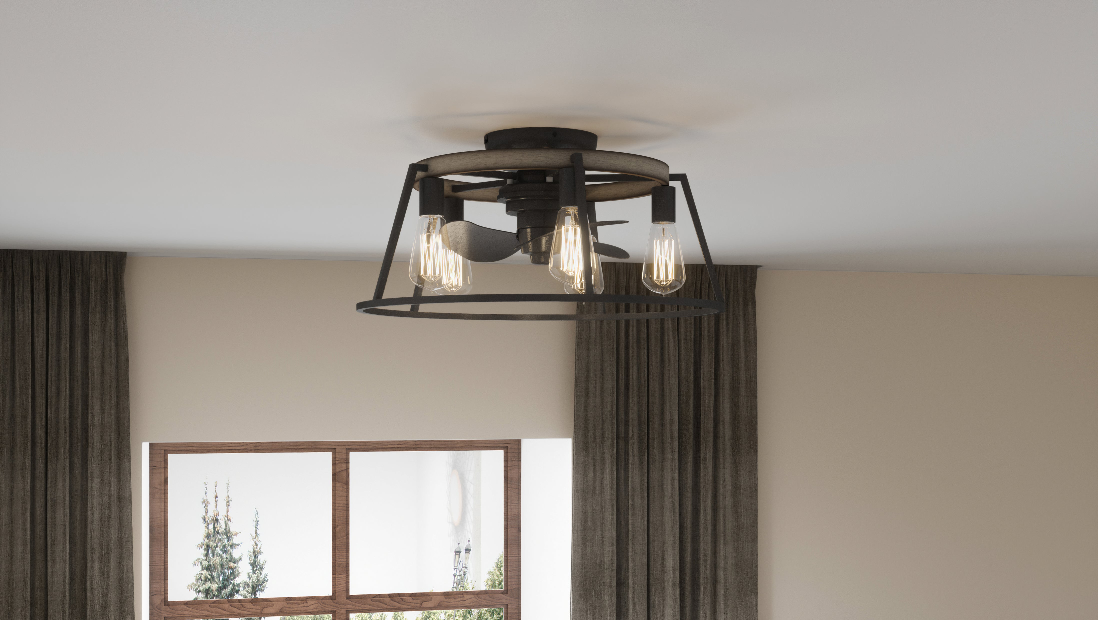 Quoizel Brockton stropní ventilátor se světlem Grey Ash