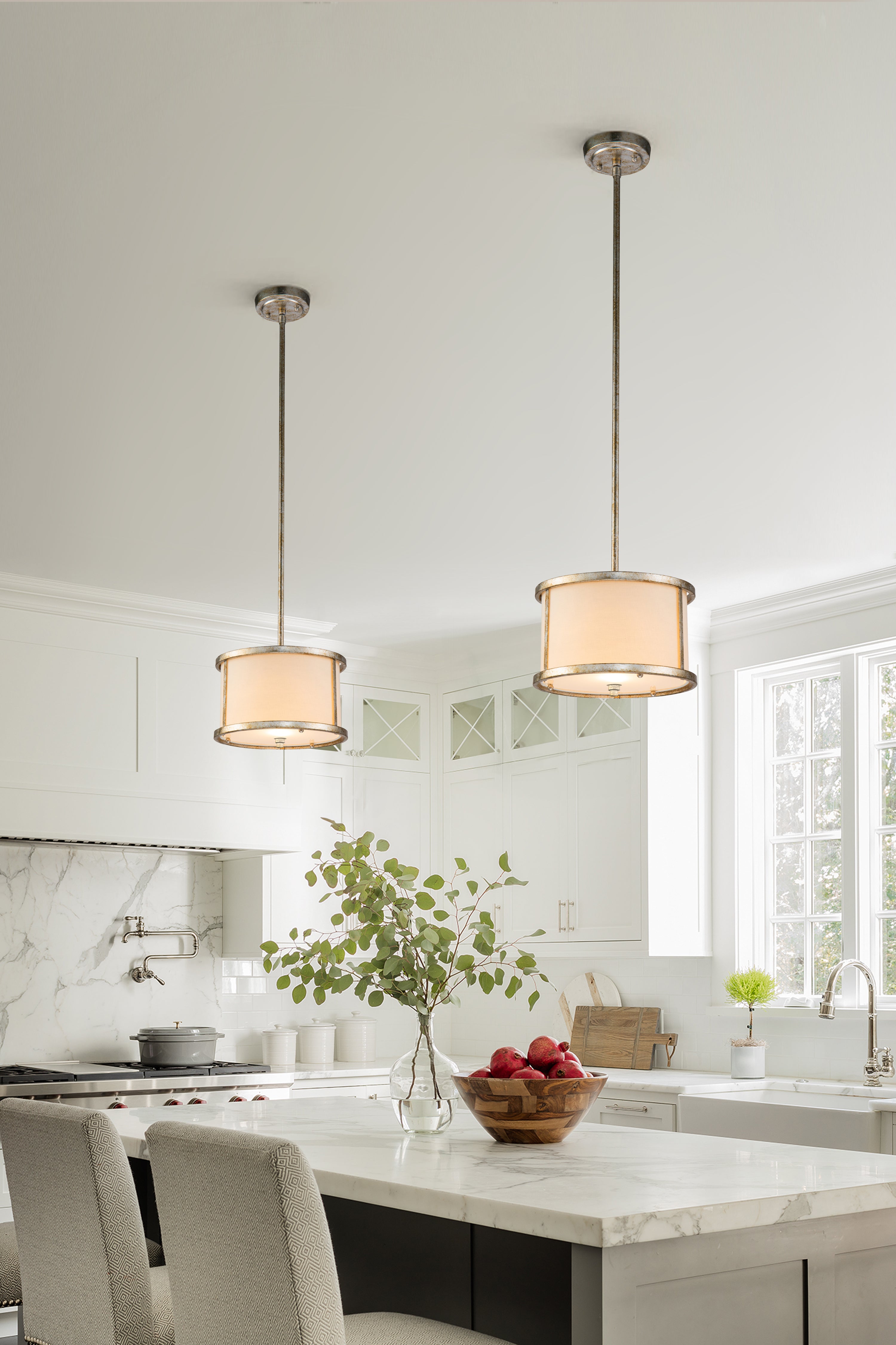 Gilded Nola Lemuria 1 Light Duo-Mount Mini Pendant svítídlo stříbrné