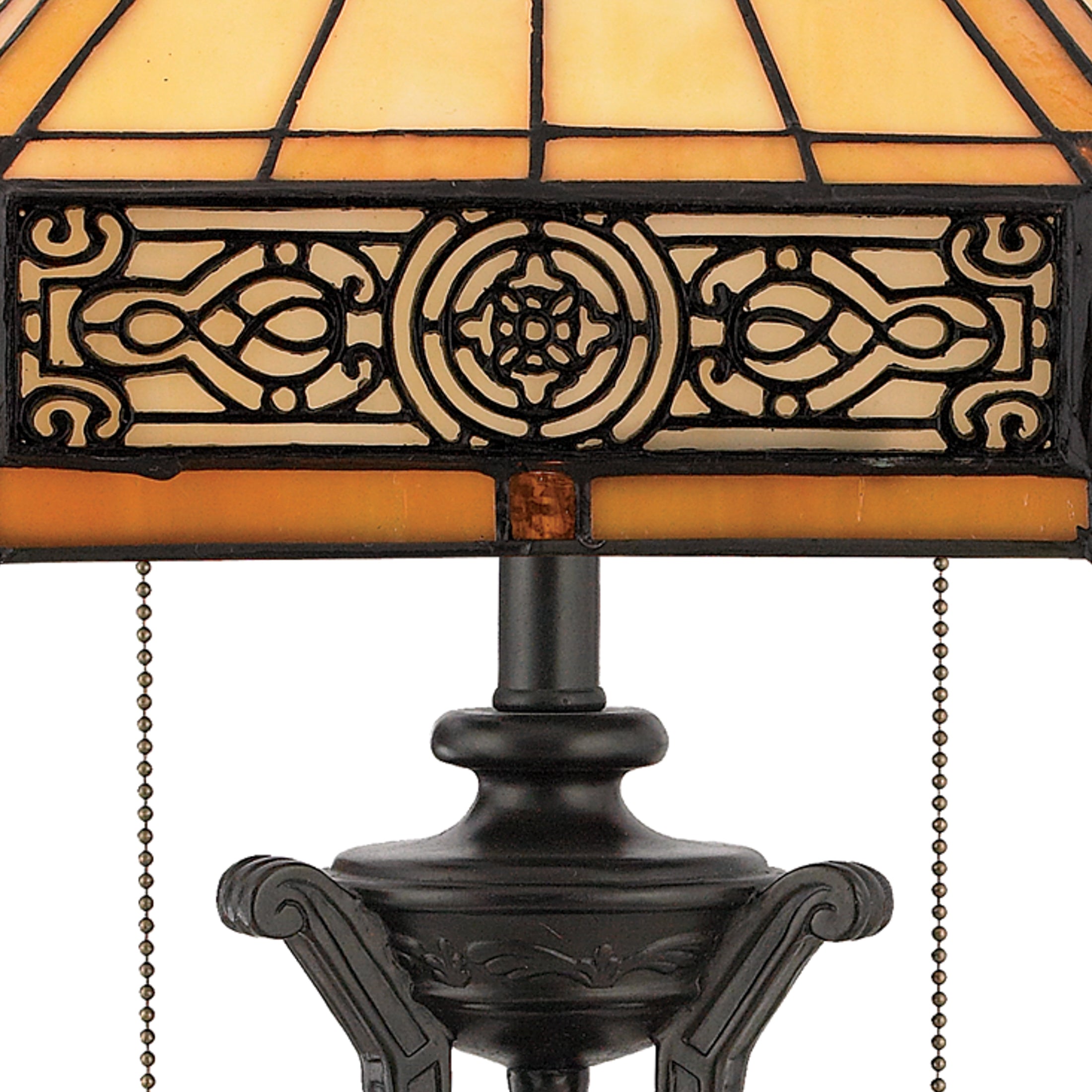 Quoizel Indus stolní lampa vintage bronze vitráž