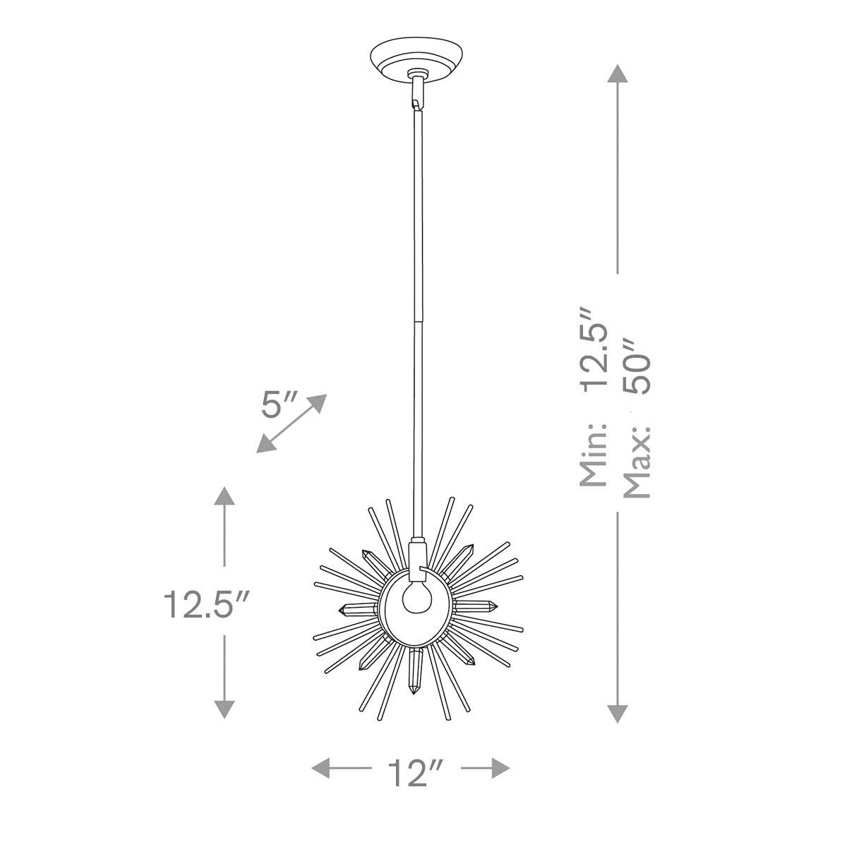 Gilded Nola Sun King 1 Light Pendant závěsné svítidlo zlaté
