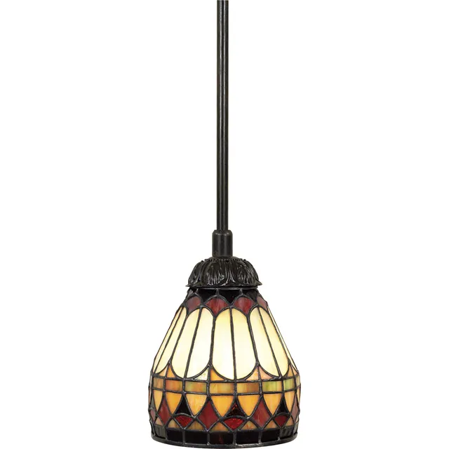 Quoizel West End Mini Pendant závěsné světlo vintage bronz vitráž