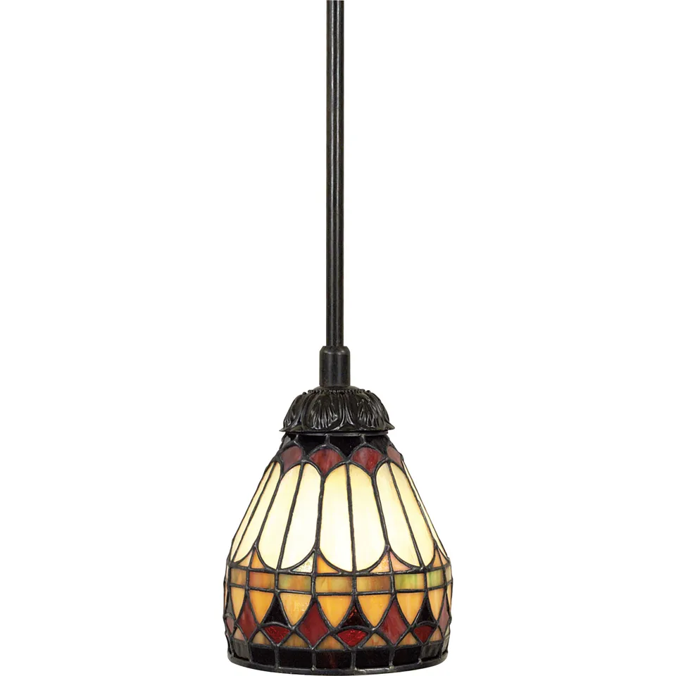 Quoizel West End Mini Pendant závěsné světlo vintage bronz vitráž