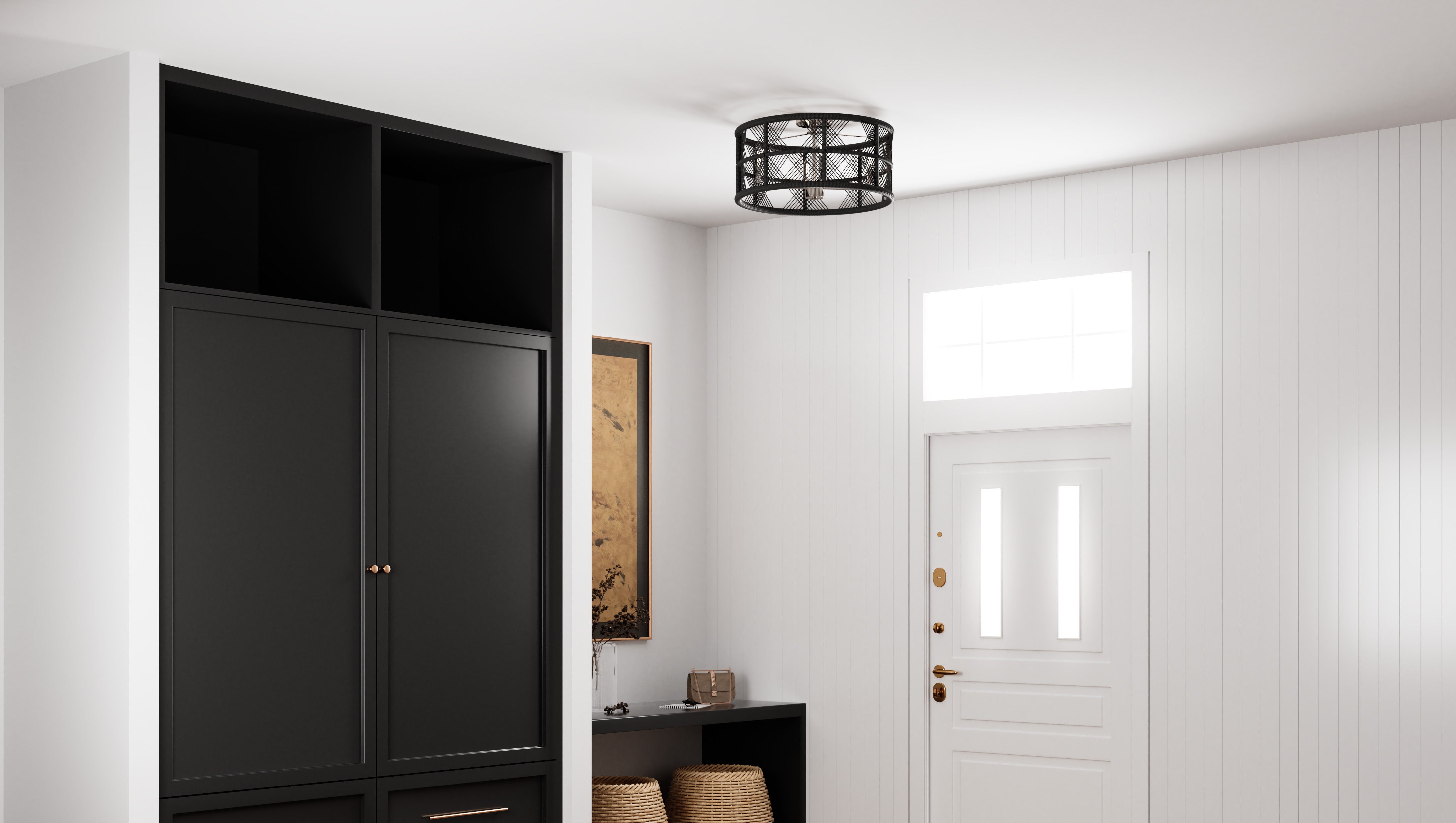 Quoizel Axford Semi-Flush stropní svítidlo matná černá lano