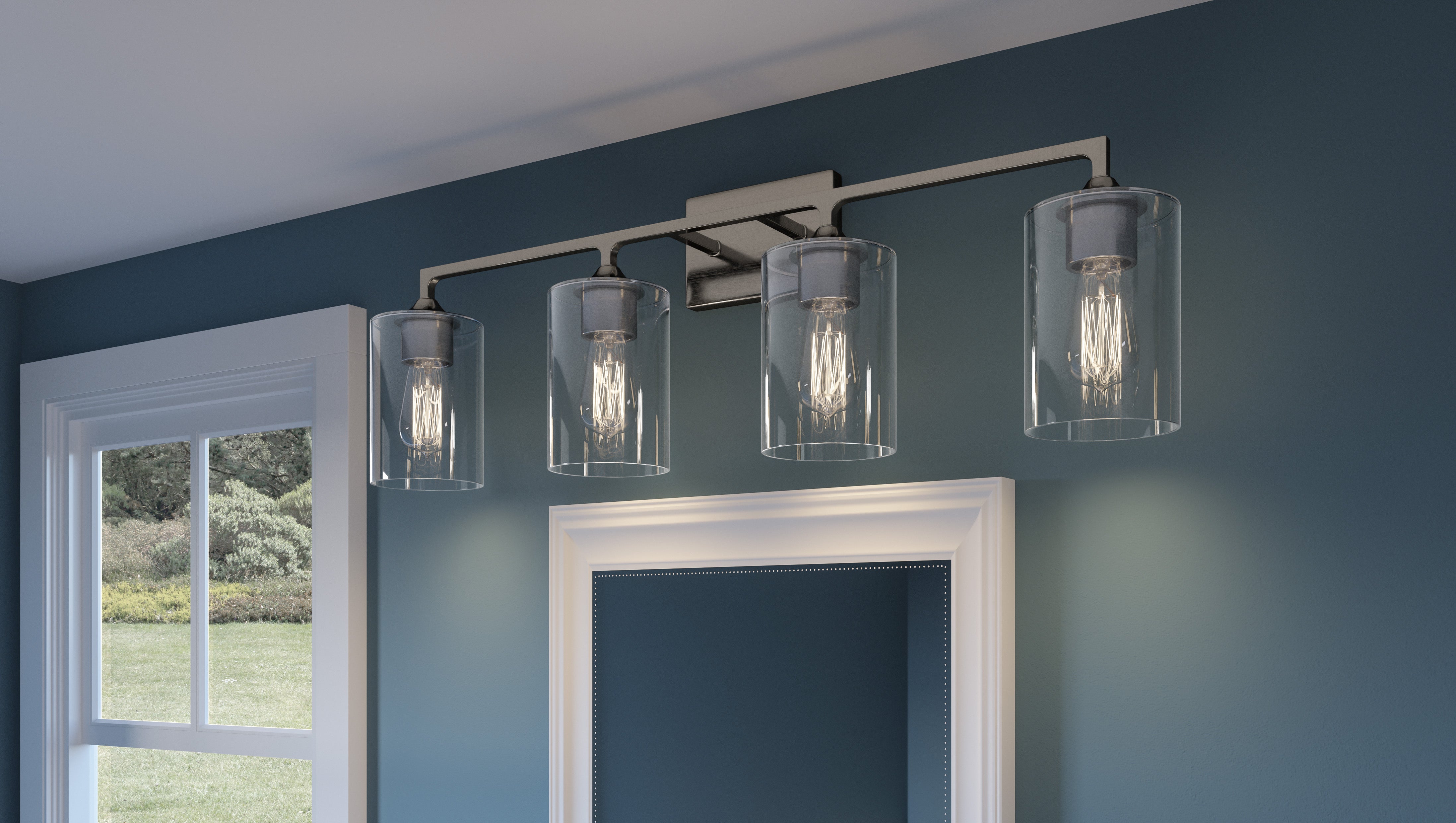 Quoizel Prescott Bath Light svítidlo kartáčovaný nikl sklo
