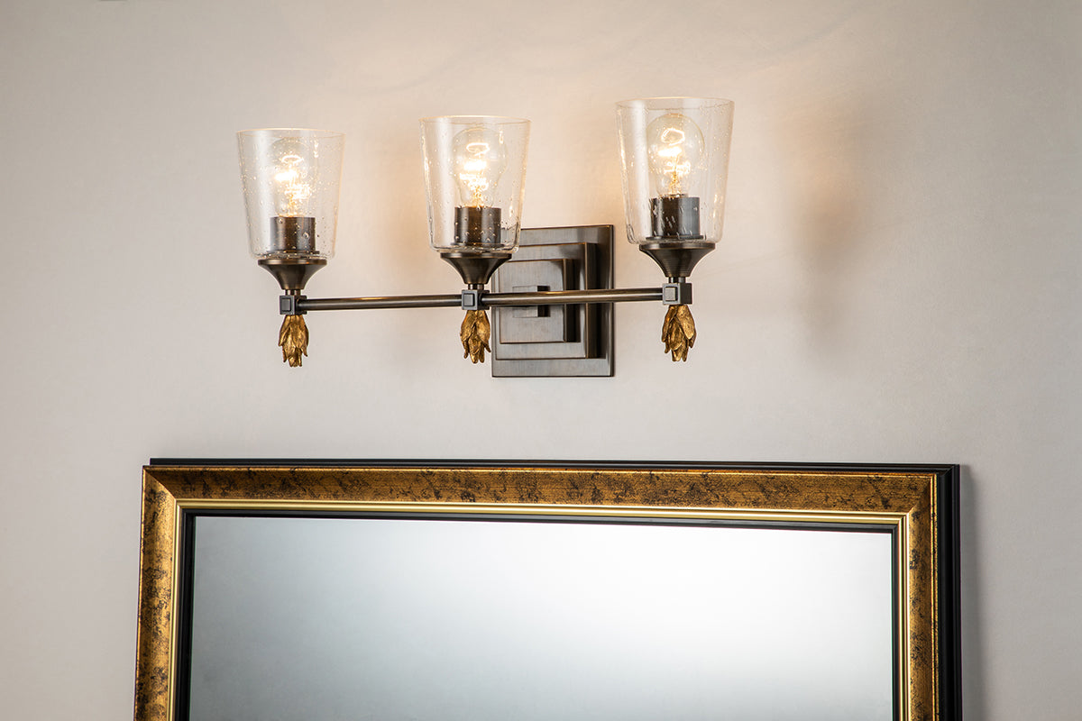 Gilded Nola Vetiver 3 Light koupelnové svítidlo čiré