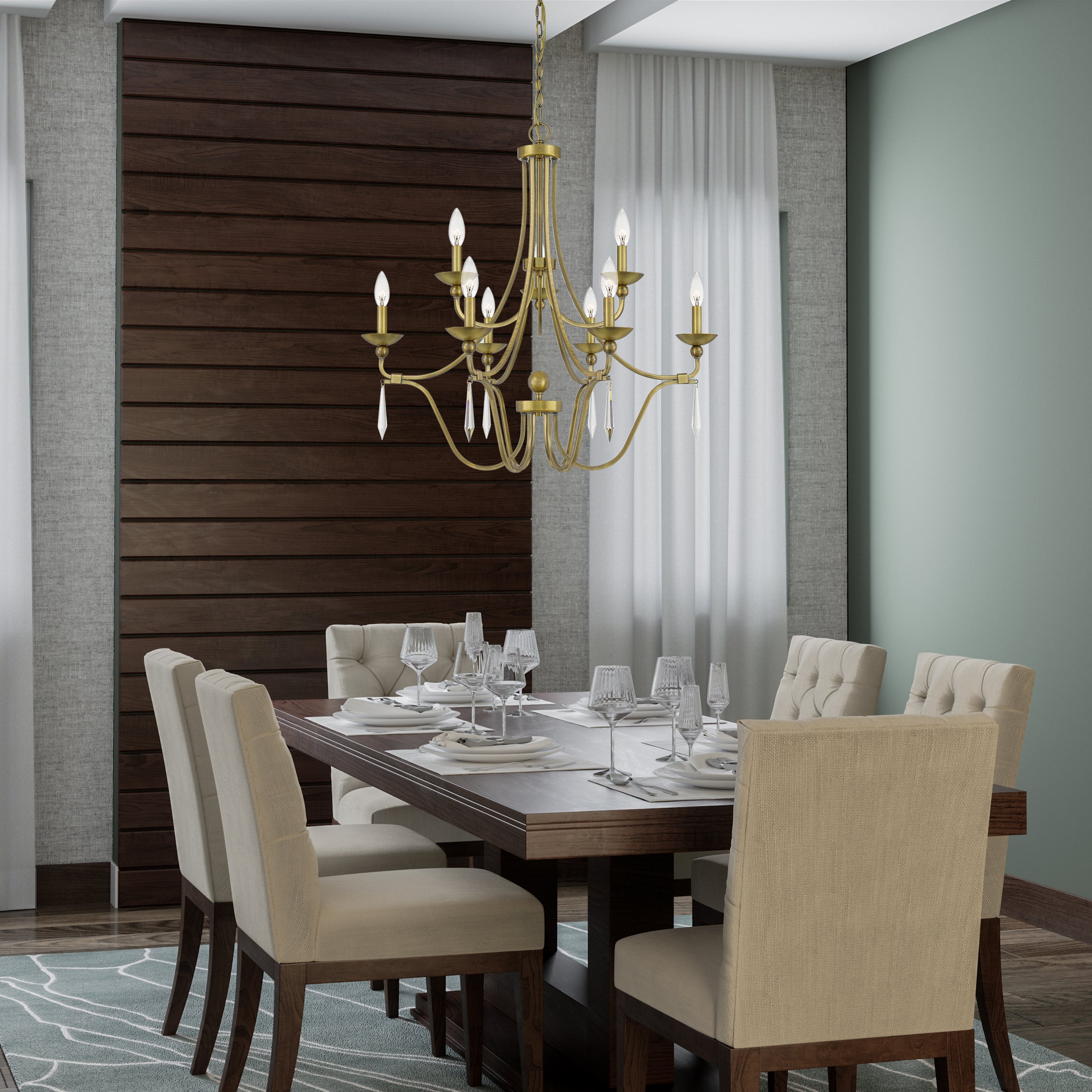 Quoizel Joules Chandelier lustr mosazný křišťál