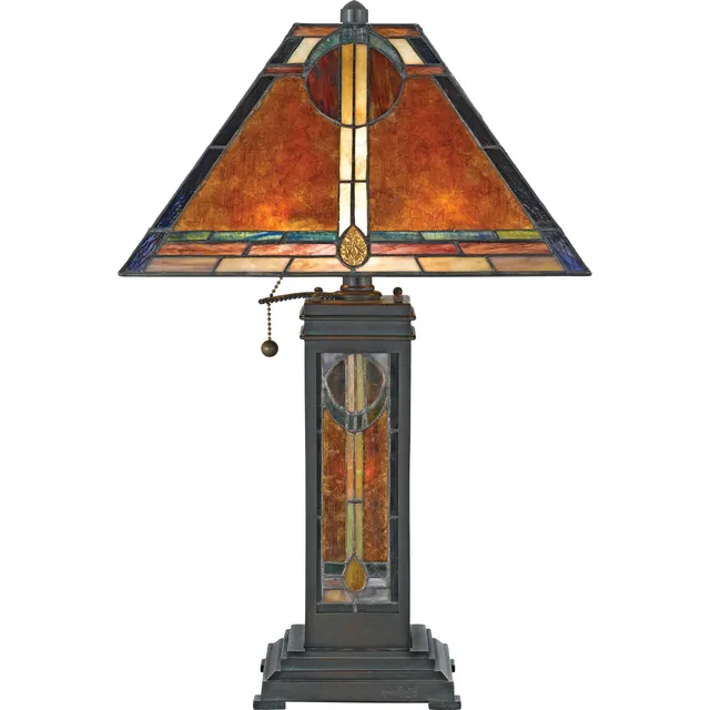 Quoizel San Gabriel stolní lampa vitráž bronzová