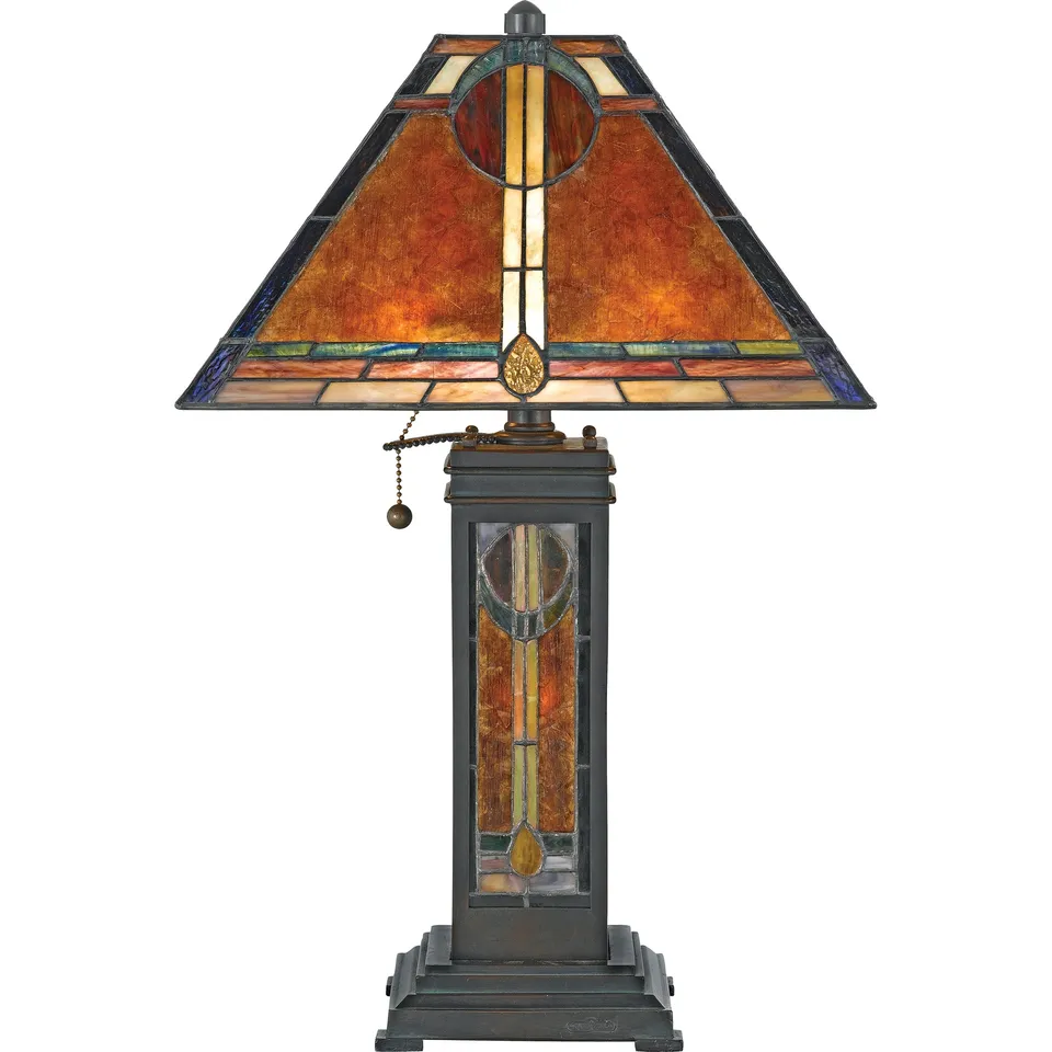 Quoizel San Gabriel stolní lampa vitráž bronzová