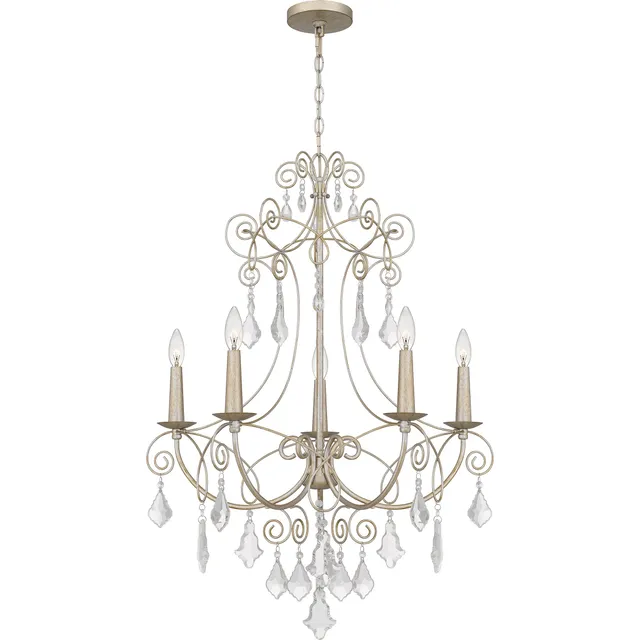 Quoizel Merida Chandelier lustr vintage gold křišťál