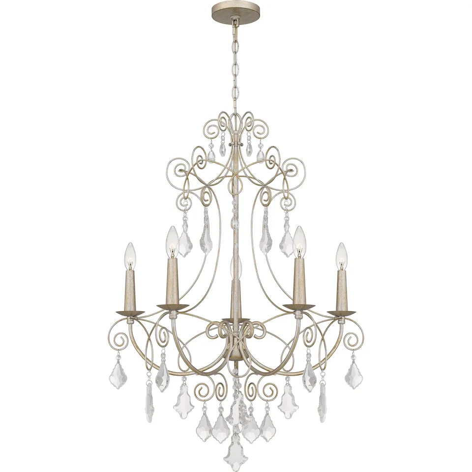 Quoizel Merida Chandelier lustr vintage gold křišťál
