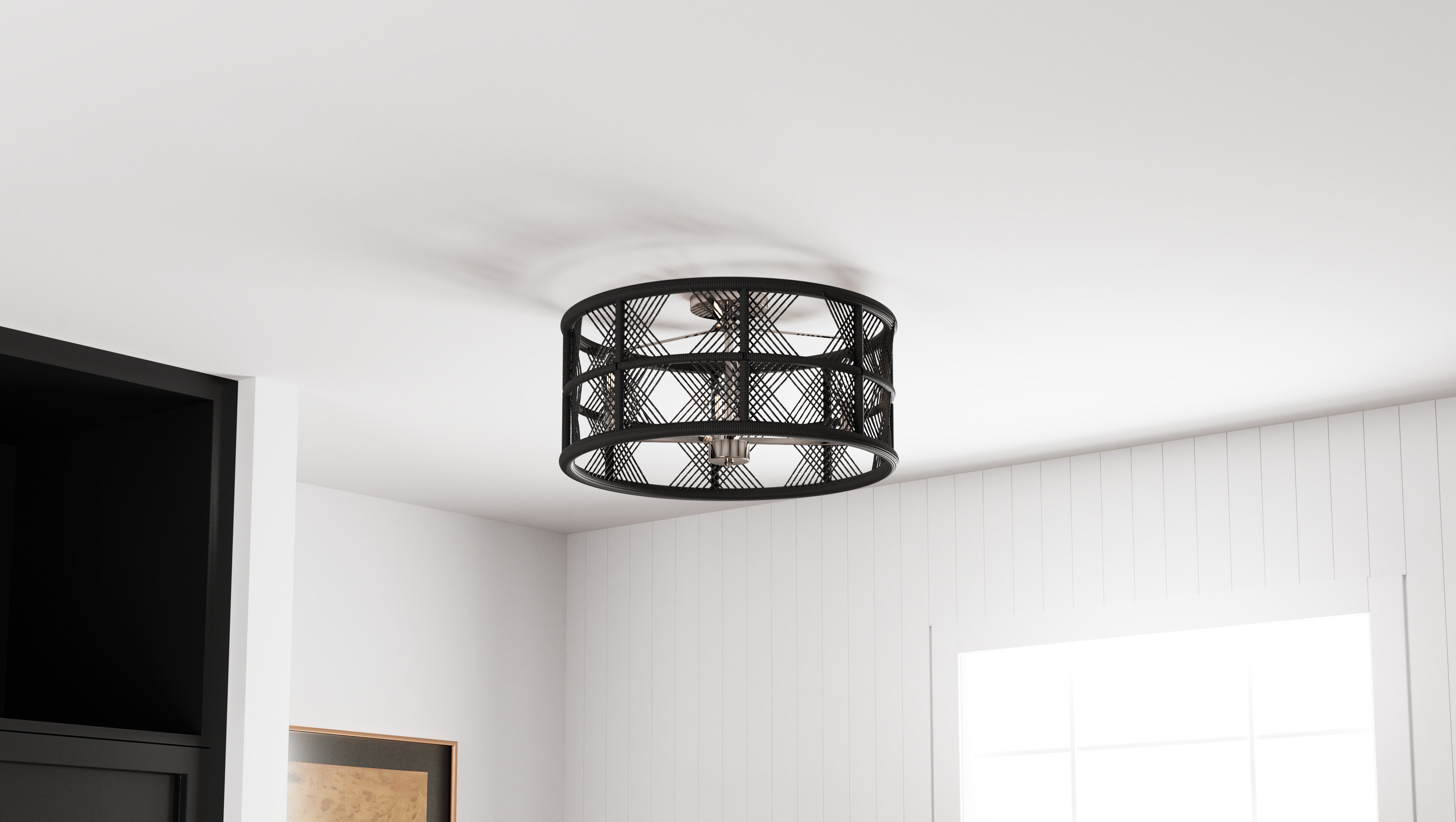 Quoizel Axford Semi-Flush stropní svítidlo matná černá lano