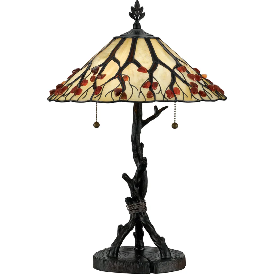Quoizel Whispering Wood stolní lampa Valiant Bronze achát