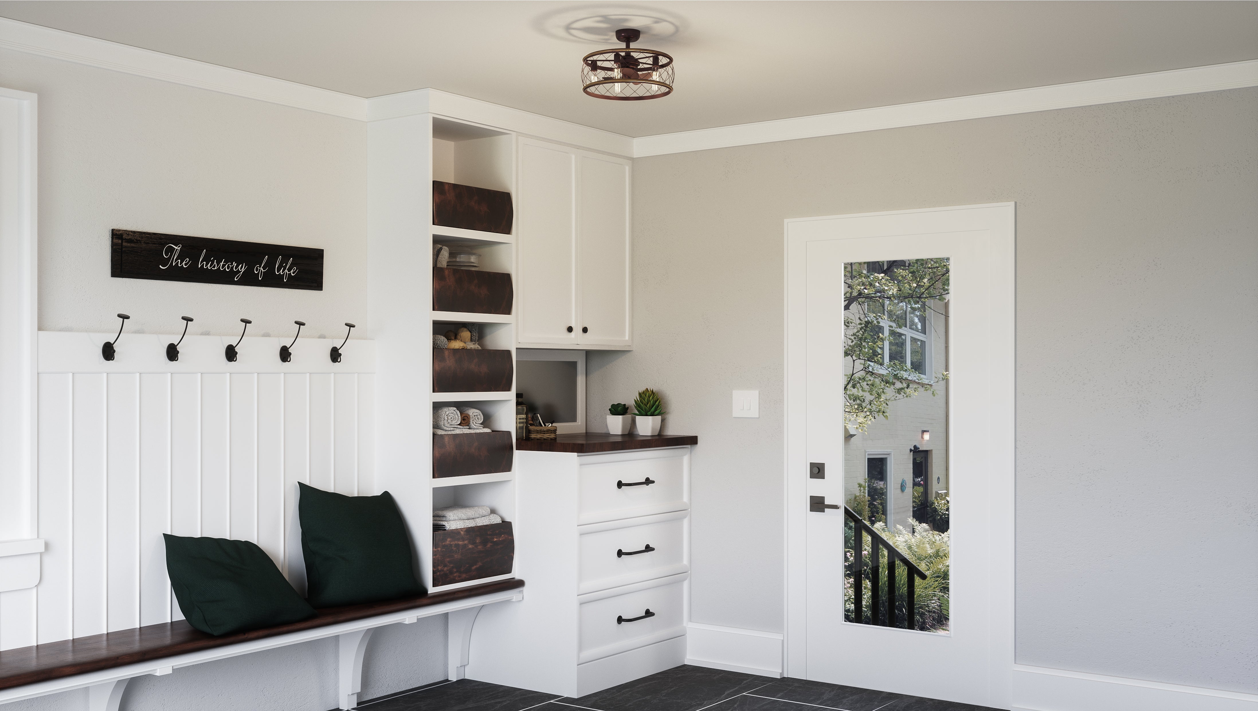 Quoizel Dury stropní ventilátor se světlem bronzový klec