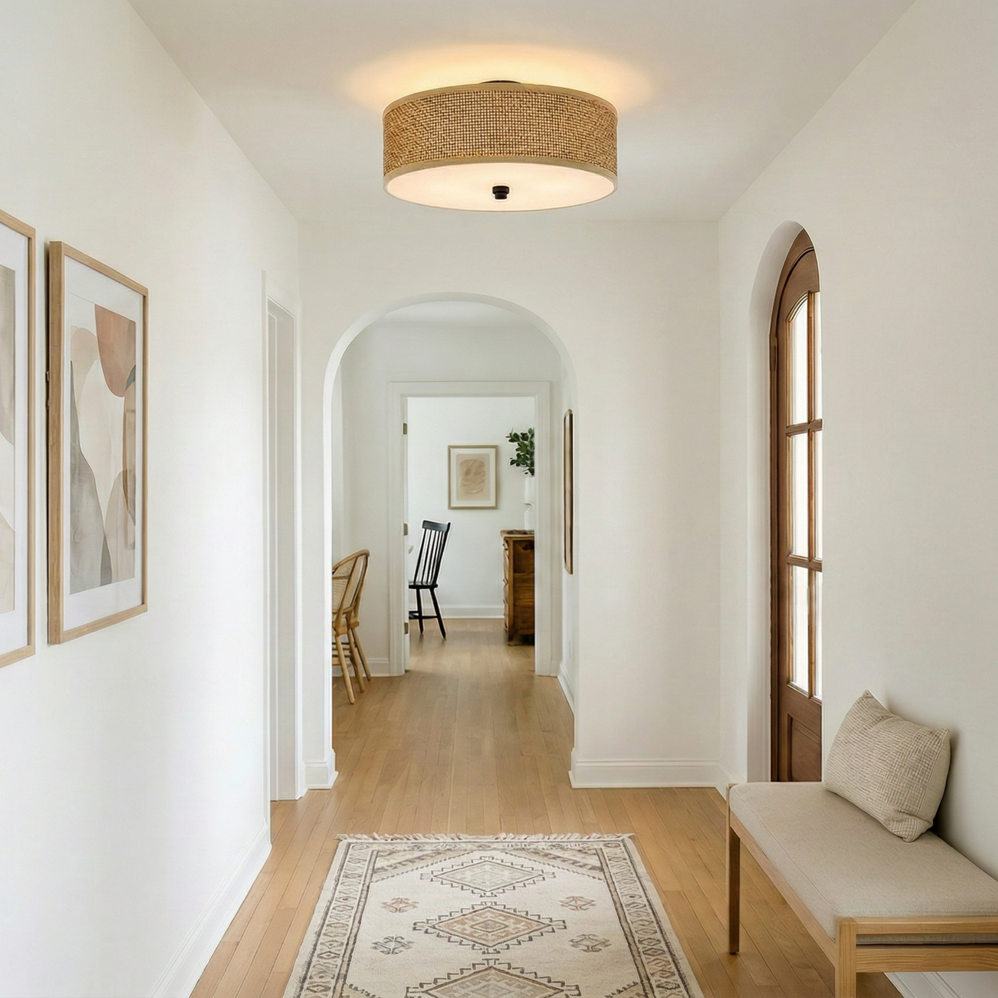 Quoizel Zen Flush Mount stropní svítidlo ratan černá