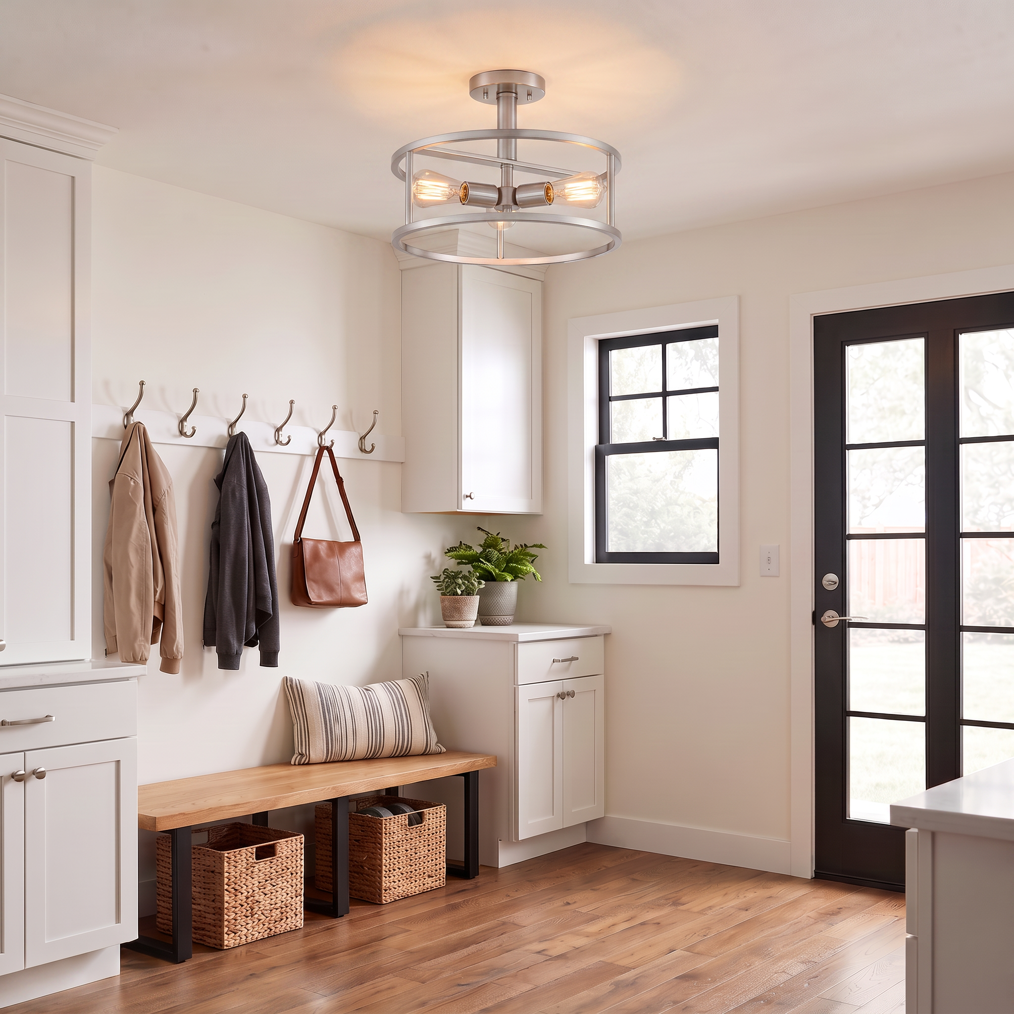 Quoizel New Harbor Semi-Flush stropní svítidlo niklové 38 cm