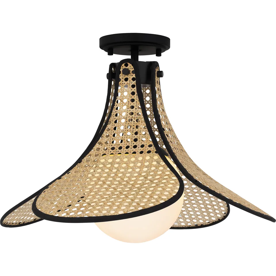 Quoizel Delilah Semi-Flush stropní svítidlo matná černá ratan