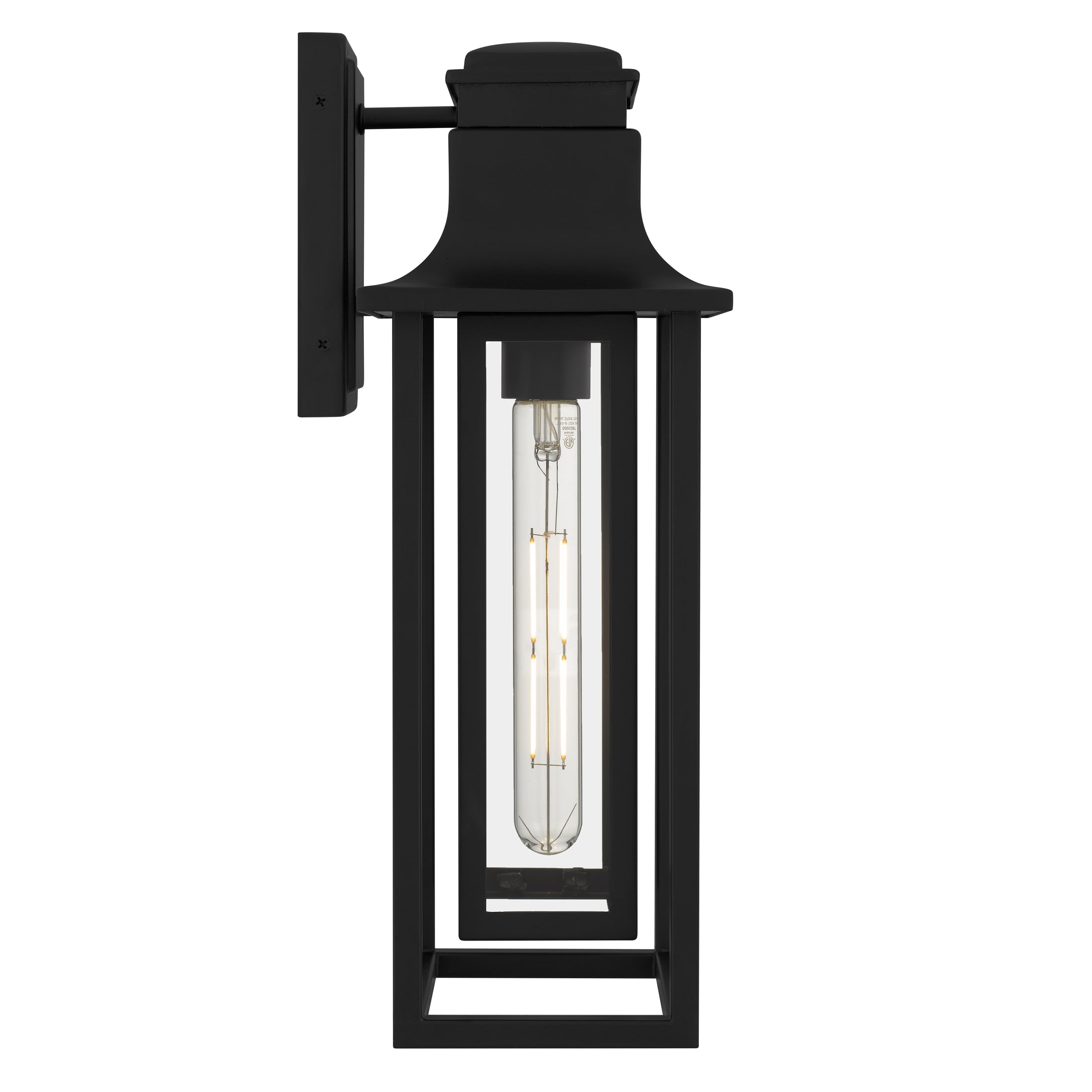 Quoizel Garner nástěnná venkovní lampa matná černá sklo