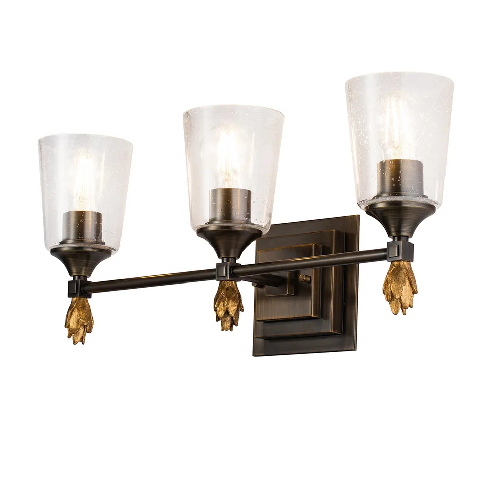 Gilded Nola Vetiver 3 Light koupelnové svítidlo čiré