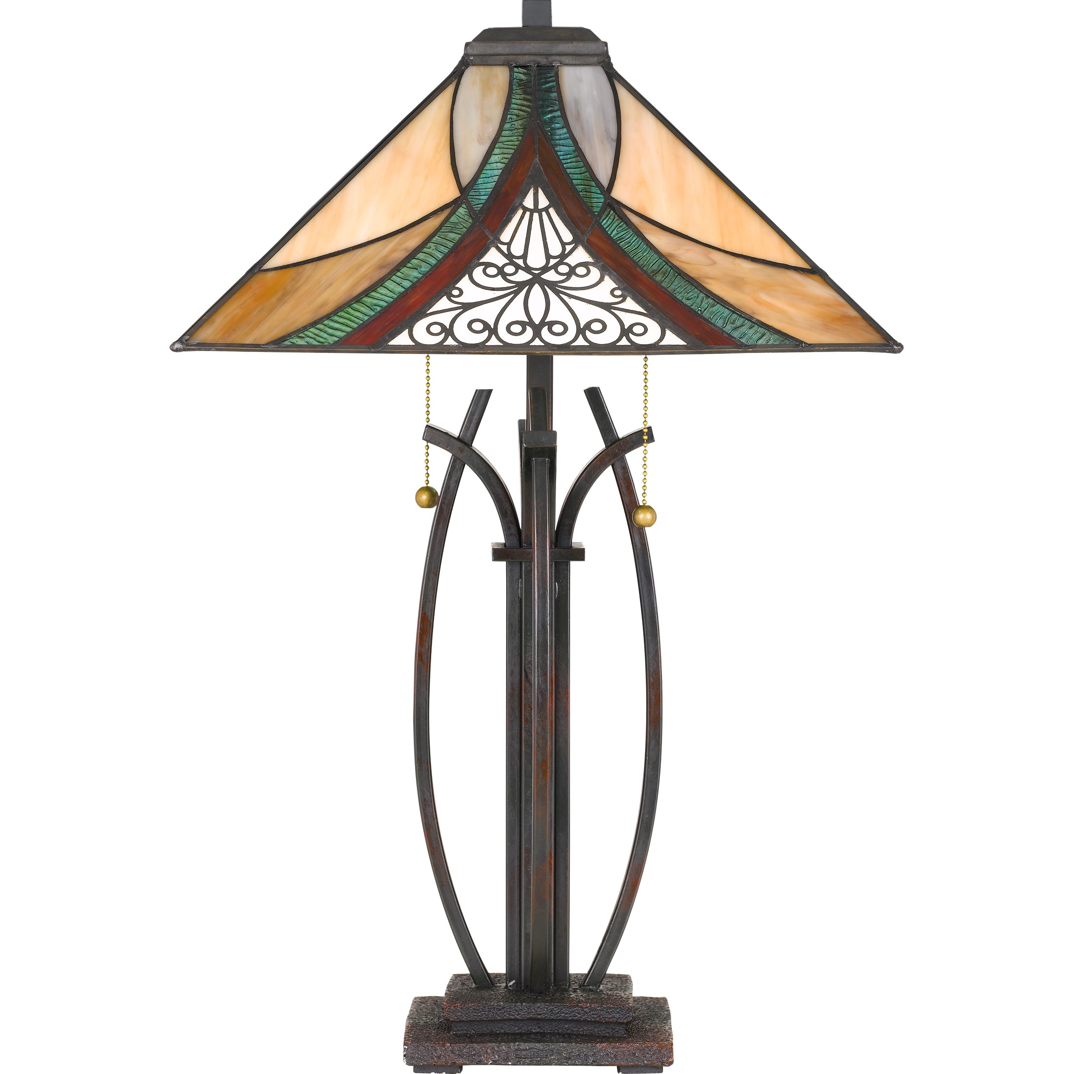 Quoizel Orleans stolní lampa Valiant Bronze vitráž