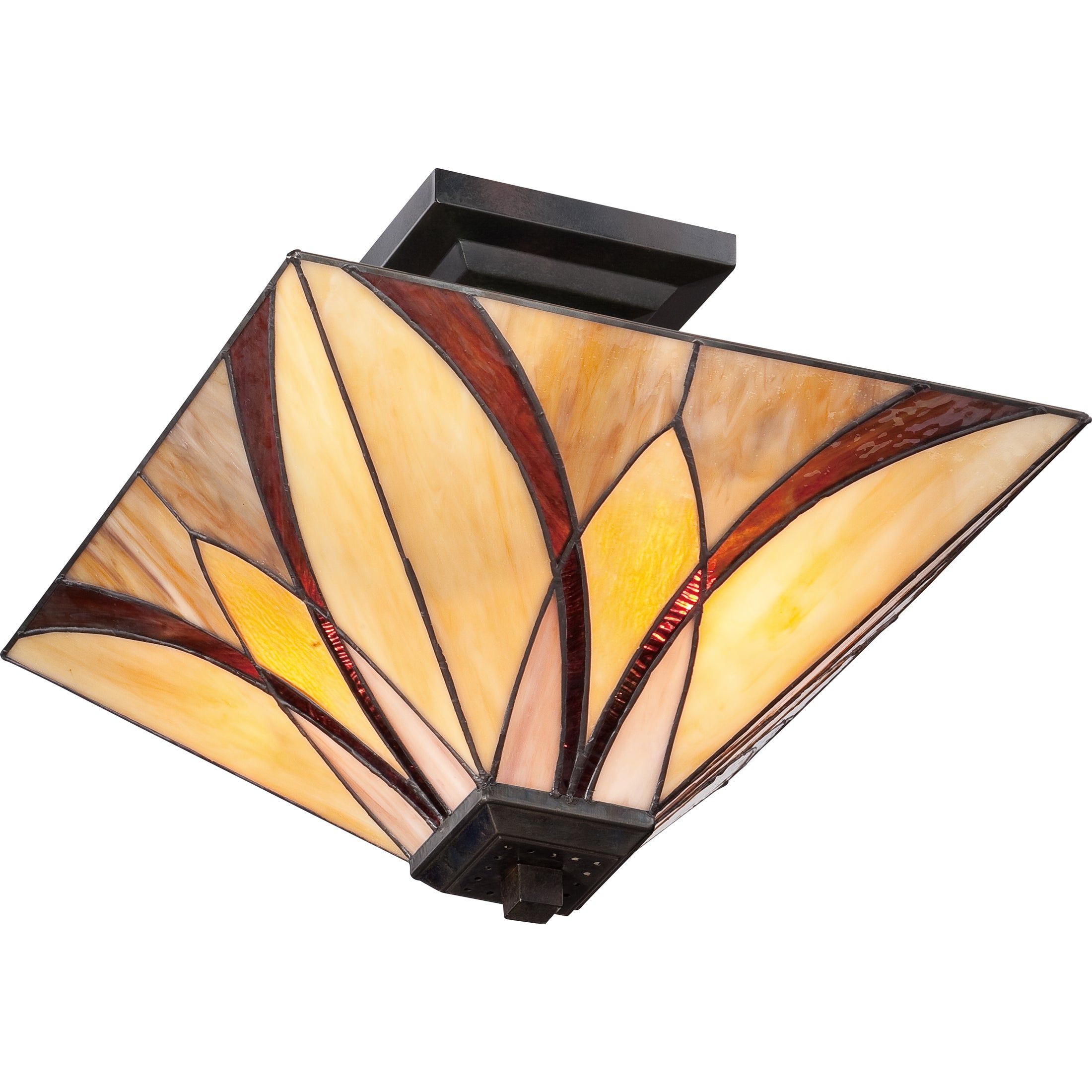Quoizel Asheville stropní svítidlo bronz vitráž Tiffany