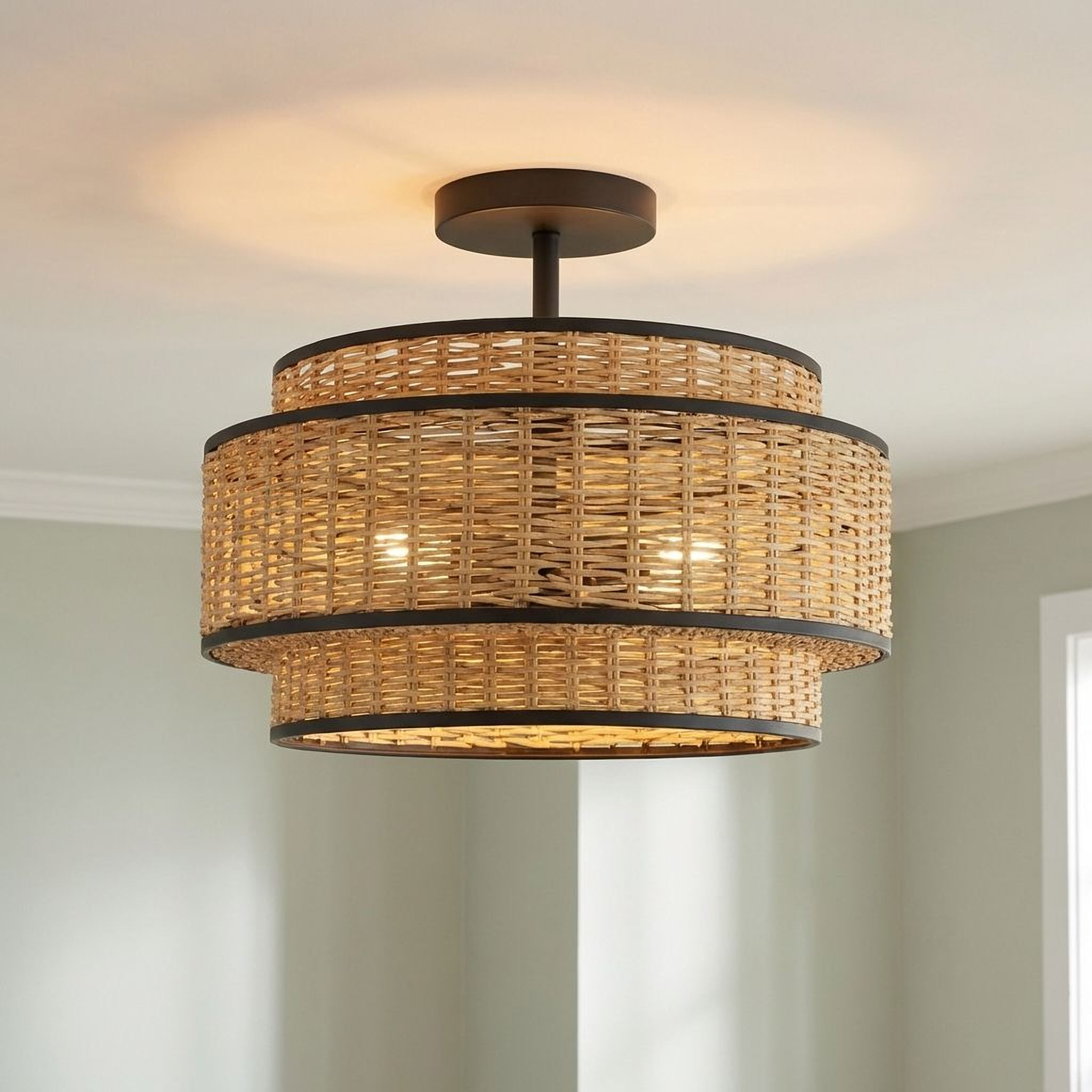 Quoizel Teton Semi-Flush Mount stropní svítidlo černá 40 cm