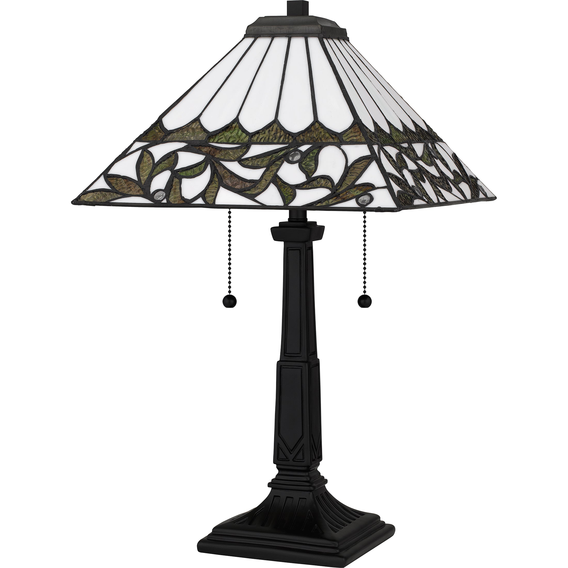 Quoizel Galahad stolní lampa matná černá vitráž