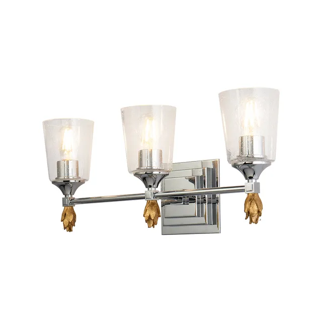 Gilded Nola Vetiver 3 Light koupelnová lišta seeded sklo