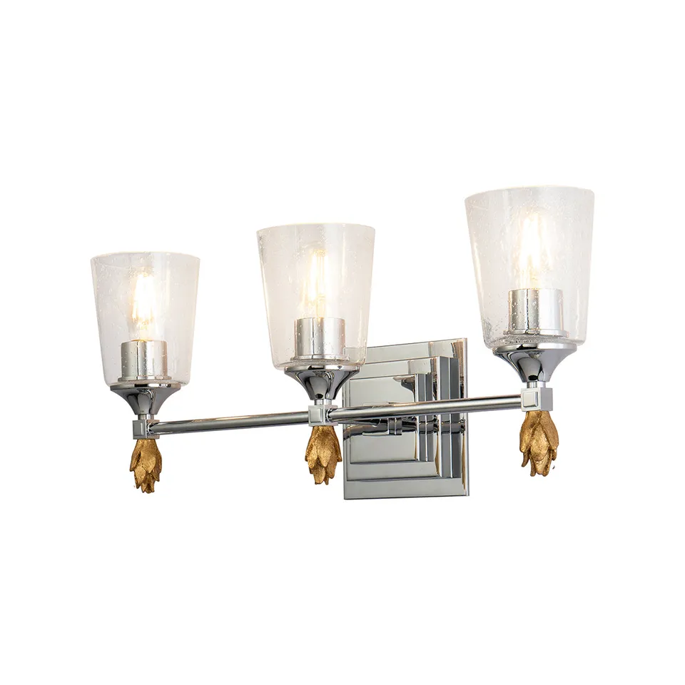 Gilded Nola Vetiver 3 Light koupelnová lišta seeded sklo
