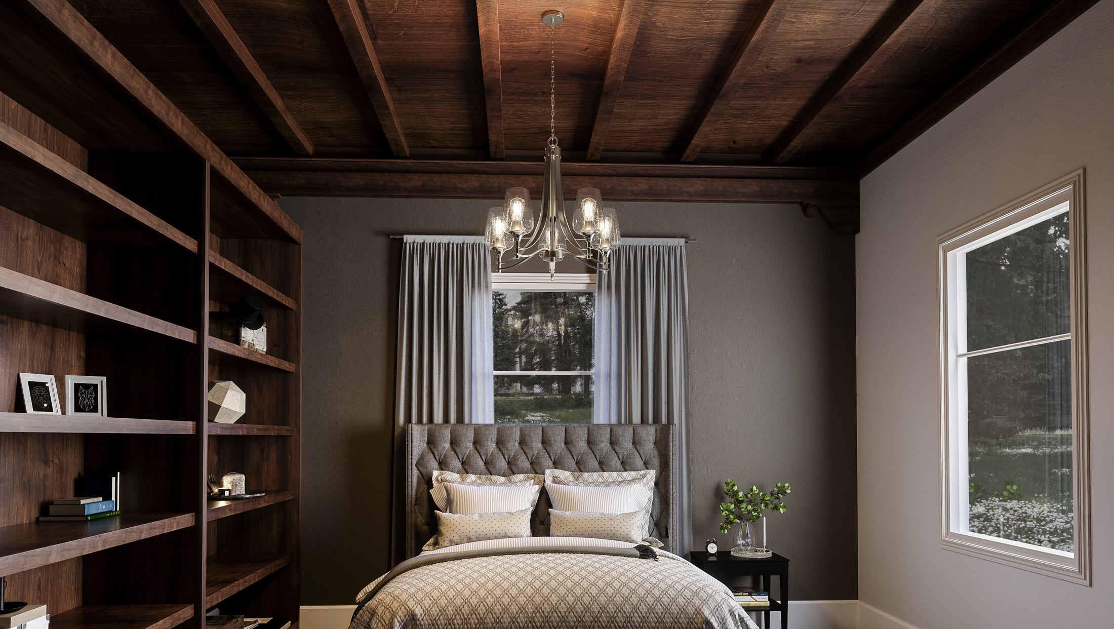 Quoizel Towne lustr kartáčovaný nikl čiré sklo