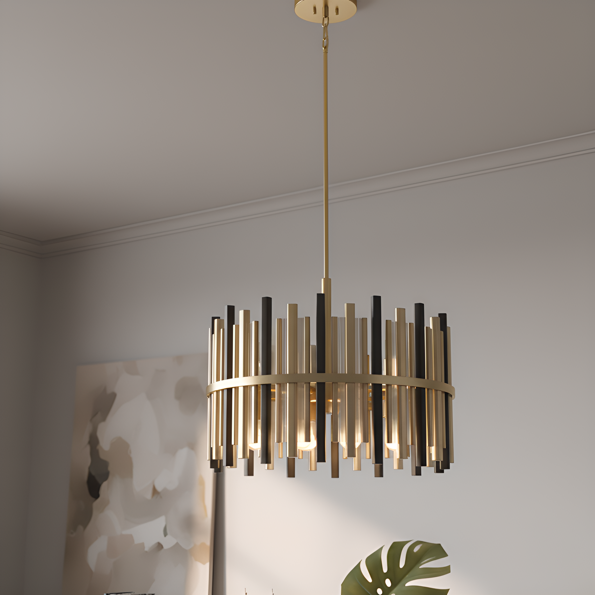Quoizel Richards Convertible Pendant lustr 30" zlatá