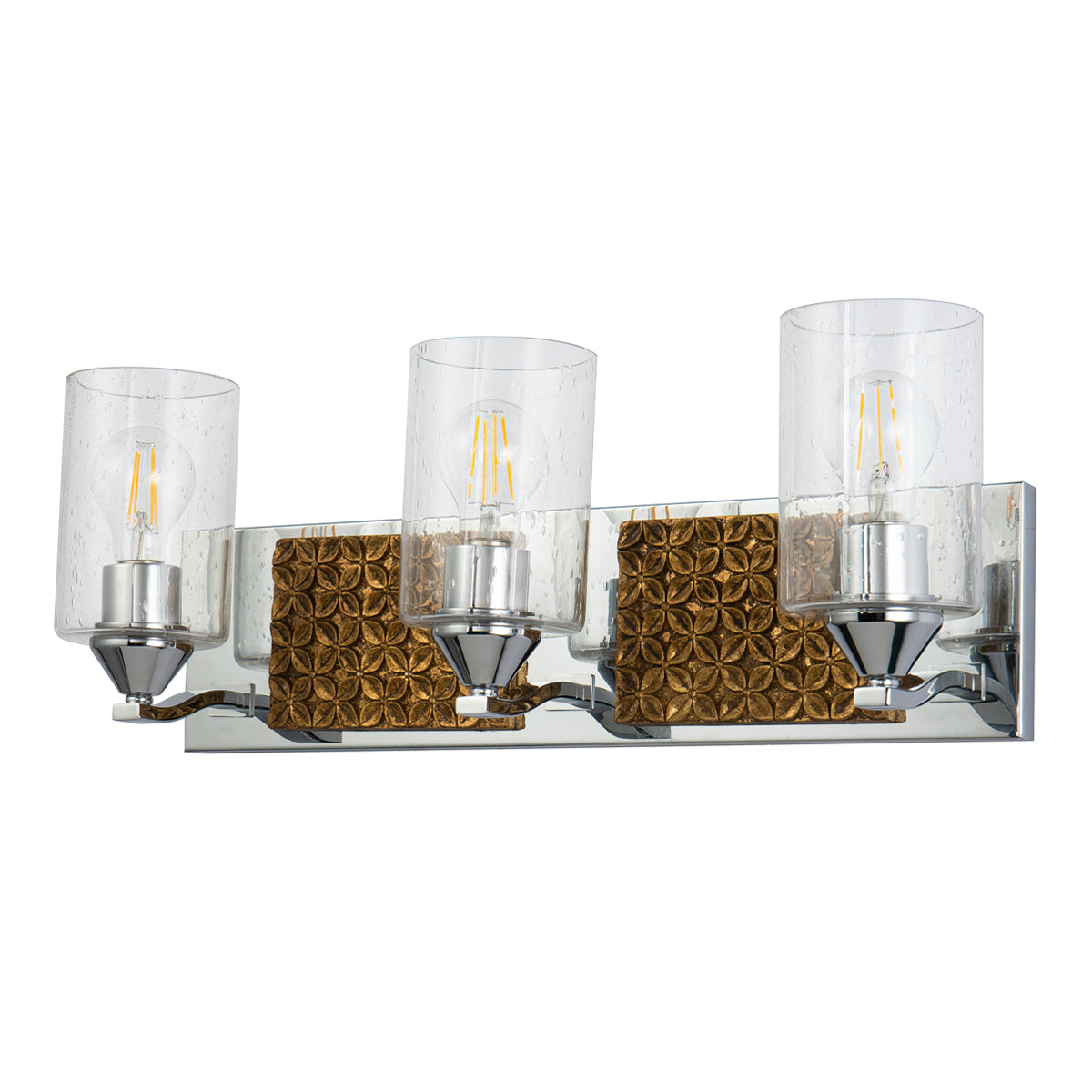 Gilded Nola Arcadia 3 Light svítido nad zrcadlo se sklem