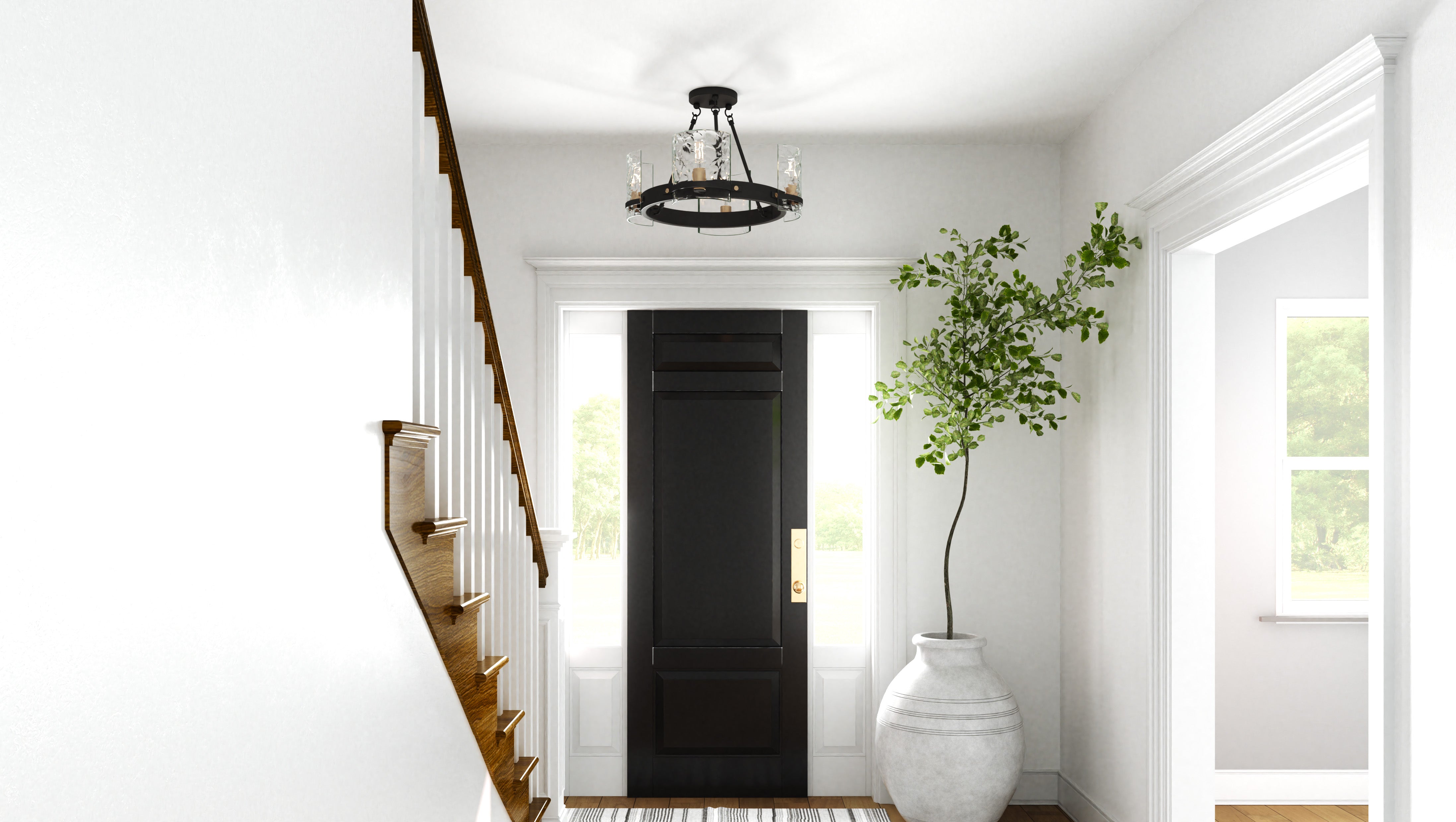 Quoizel Gloucester stropní svítídlo matte black sklo