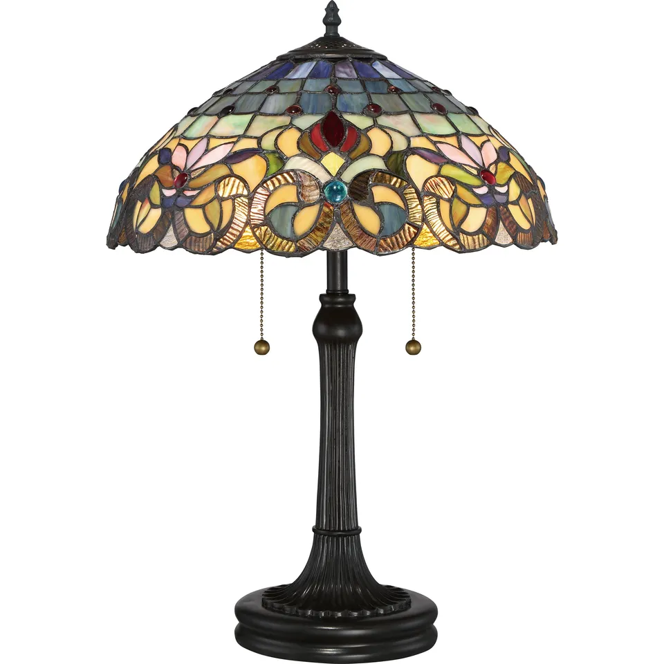 Quoizel Lyric stolní lampa bronzová tiffany