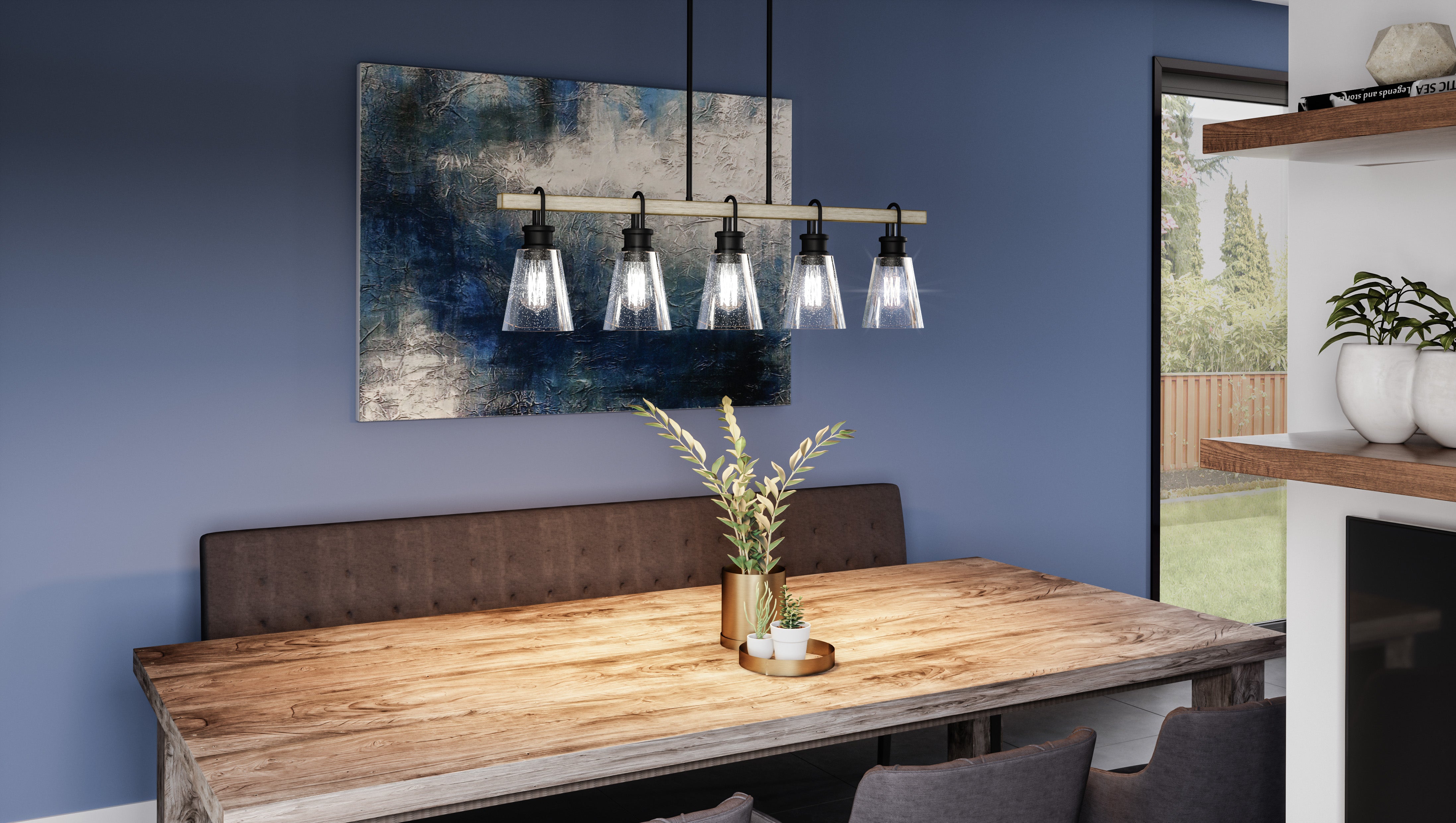 Quoizel Kingsbridge Island Light lustr earth black sklo
