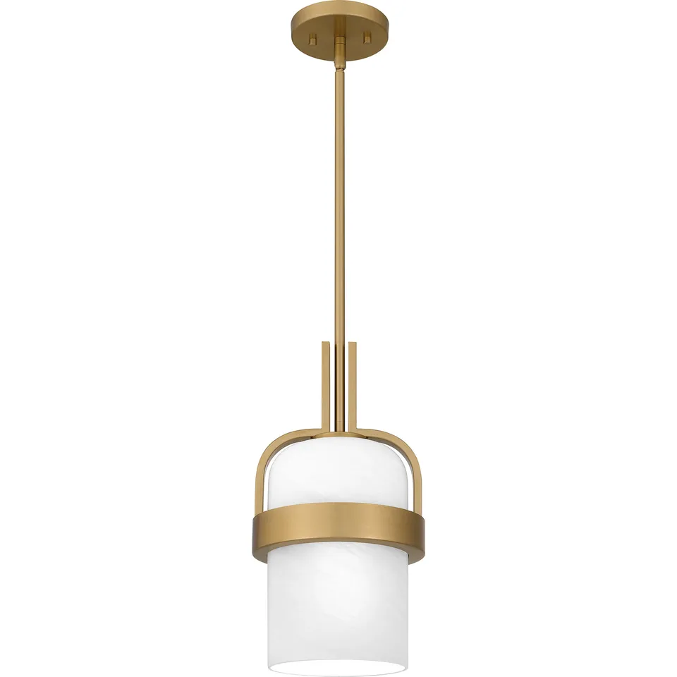 Quoizel Duval mini závěsné svítídlo aged brass alabastr