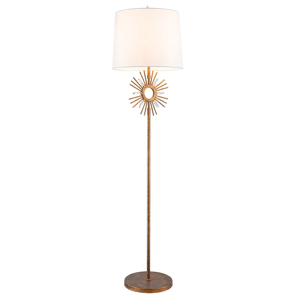 Gilded Nola Sun King stojací lampa zlatá sunburst