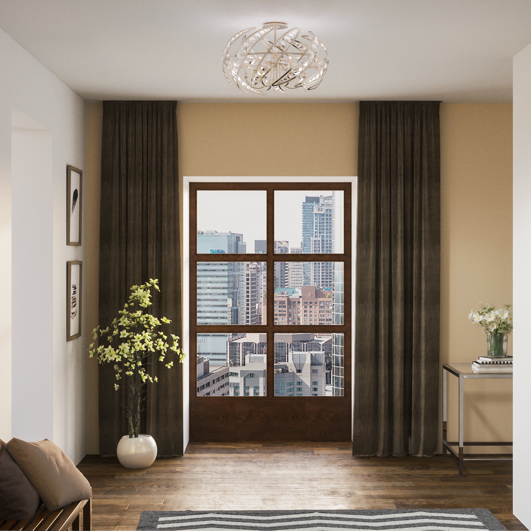 Quoizel Crescent stropní svítidlo leštěný nikl 62 cm