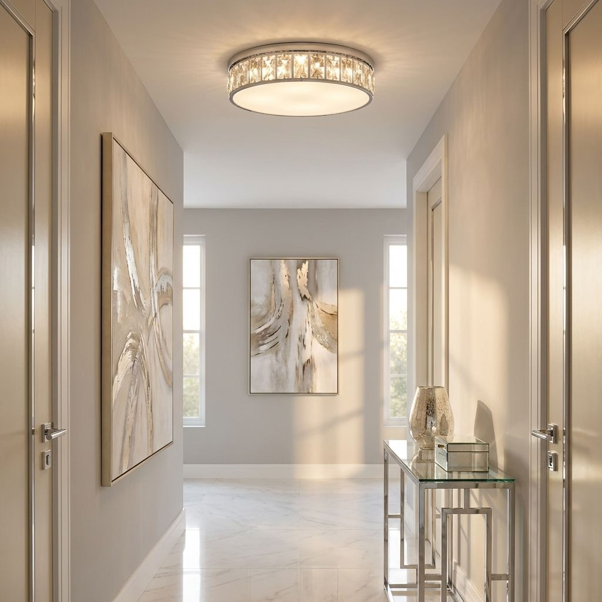 Quoizel Gibson Flush Mount stropní svítidlo matná černá křišťál