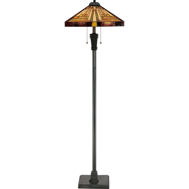 Quoizel Stephen stojací lampa bronz vitráž Tiffany