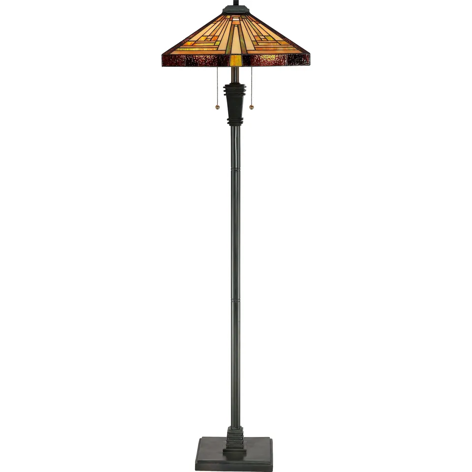 Quoizel Stephen stojací lampa bronz vitráž Tiffany